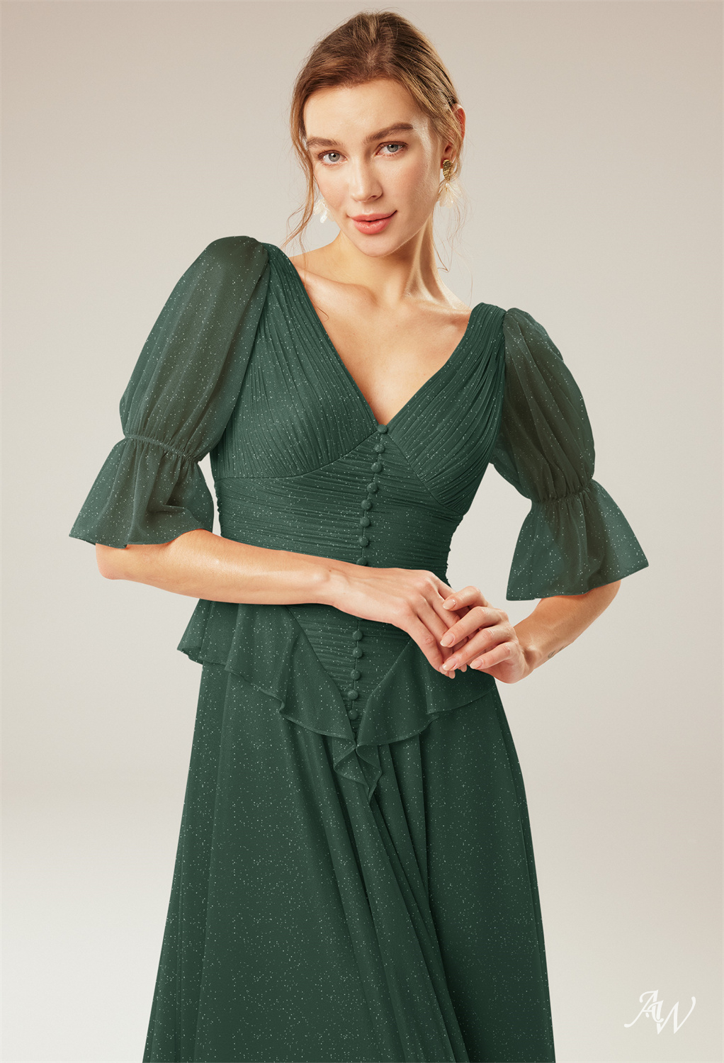 A-line Glitter Mesh Dresses