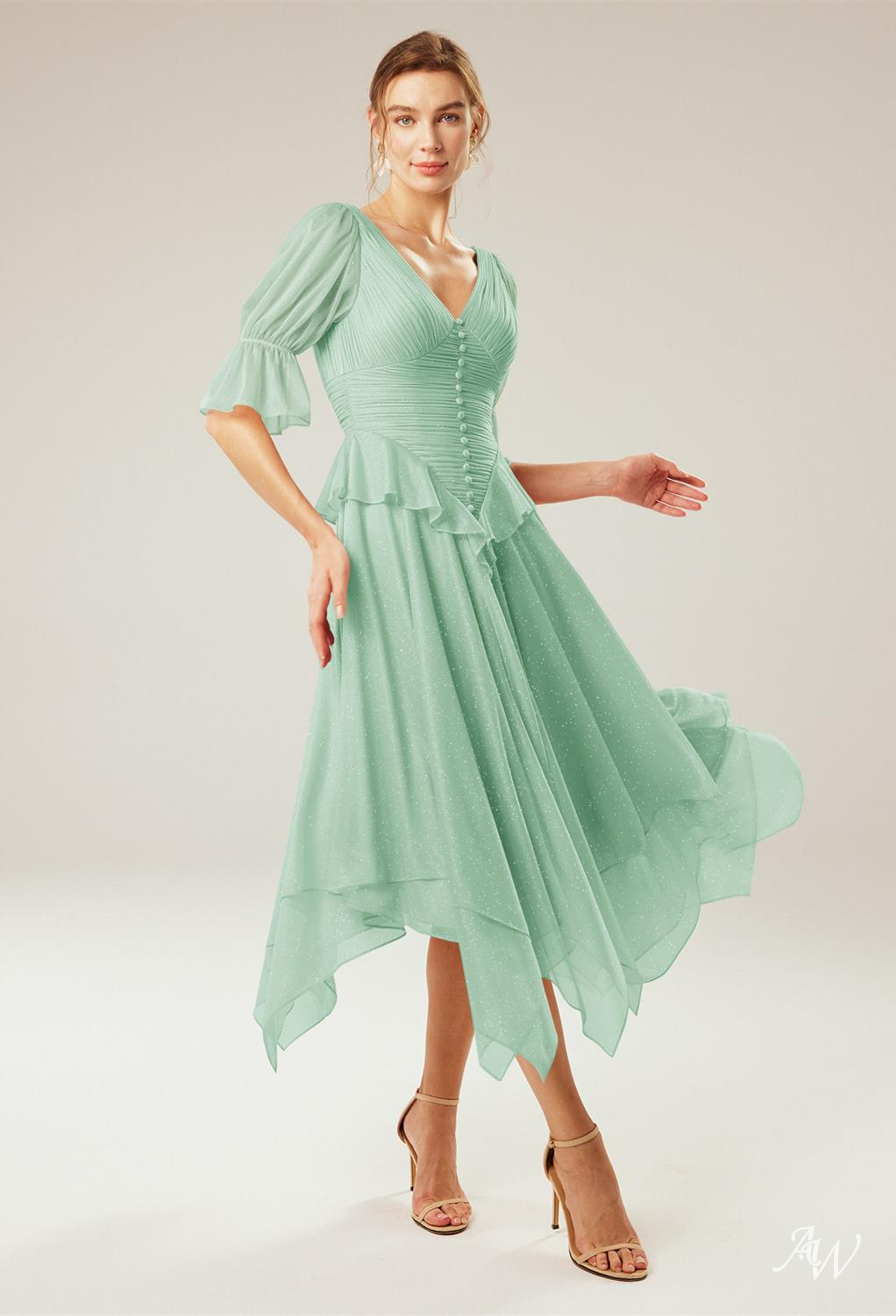 A-line Glitter Mesh Dresses