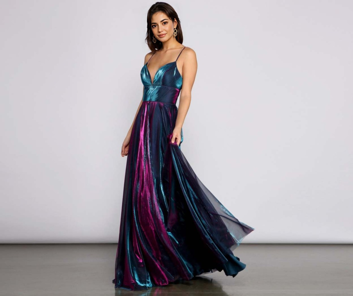 Vanda Formal Iridescent Metallic Dress