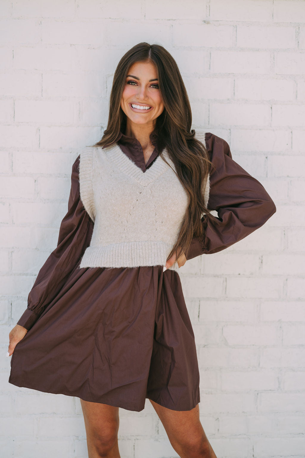 Sweater Vest Dress Chocolate