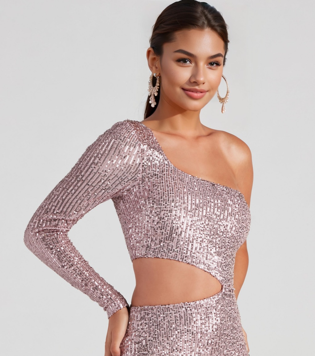Sparkle Party Sequin One-Shoulder Mini Dress