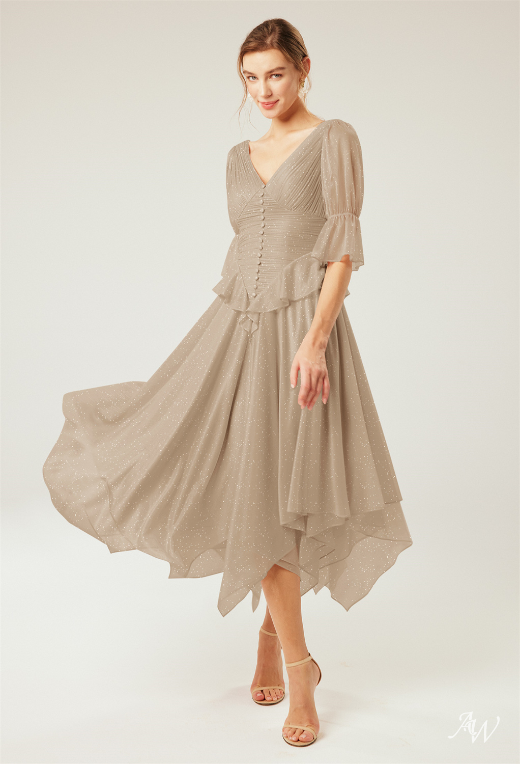 A-line Glitter Mesh Dresses