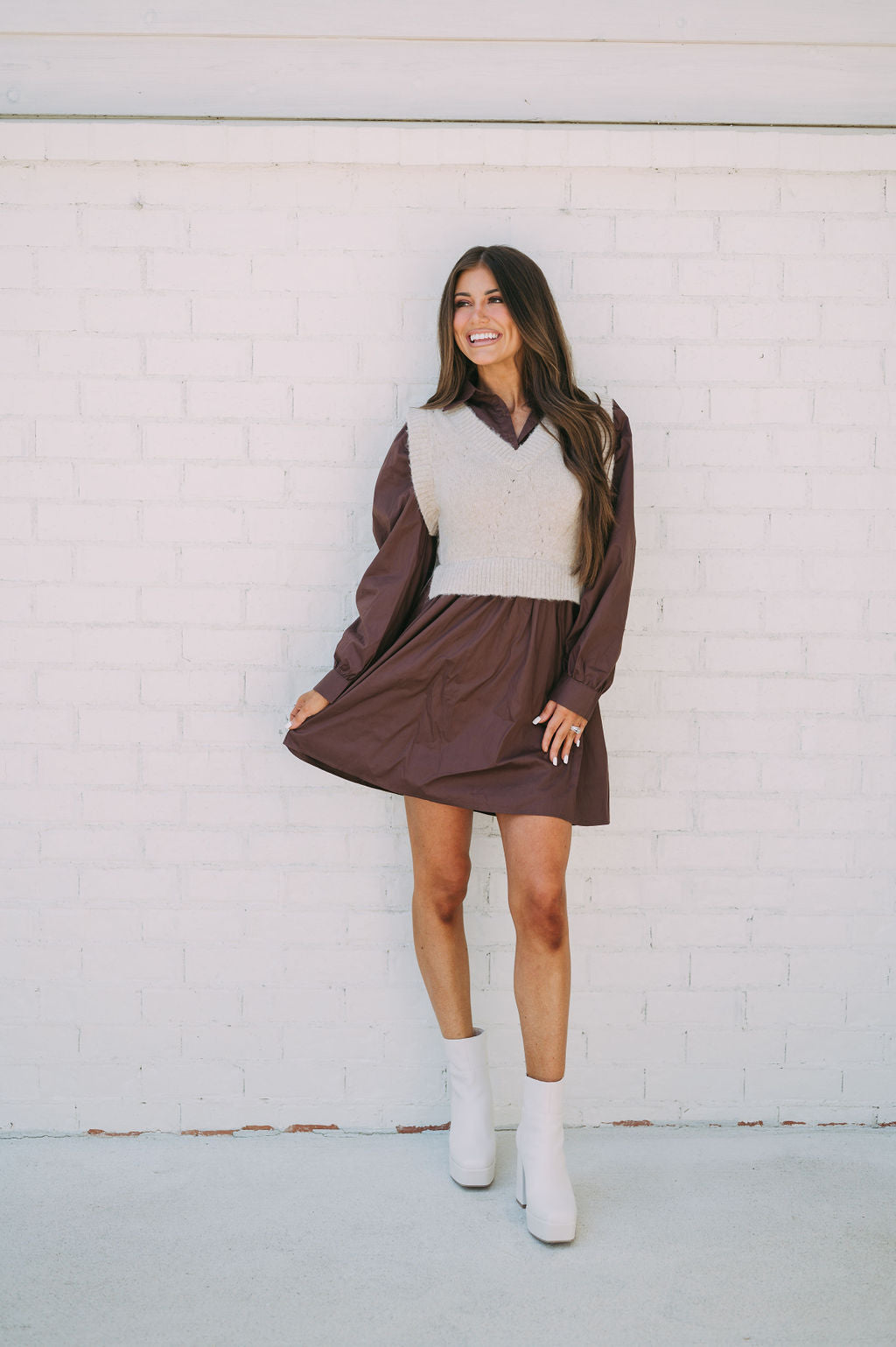 Sweater Vest Dress Chocolate