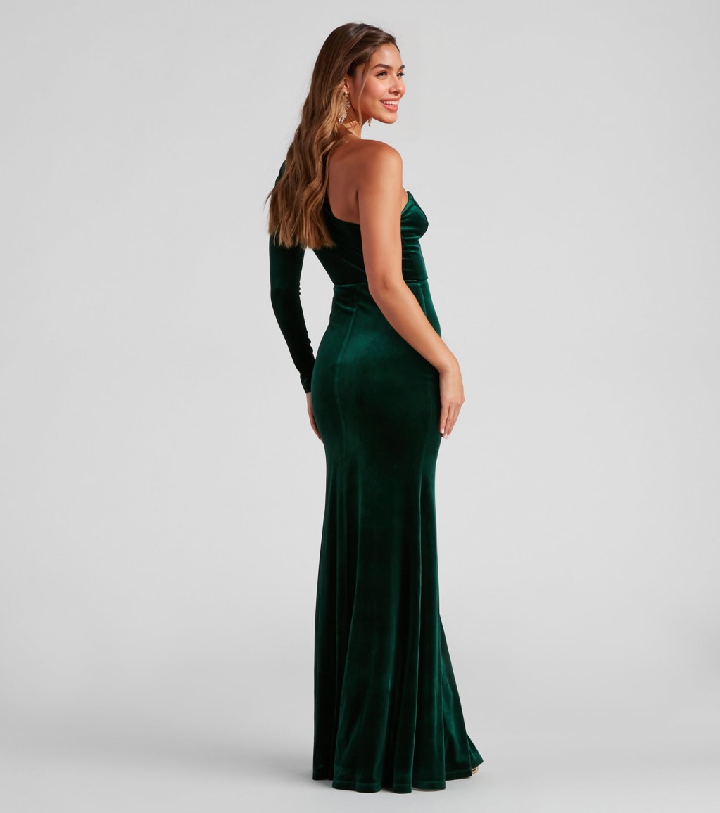 Cheyenne Formal One-Shoulder Velvet Dress