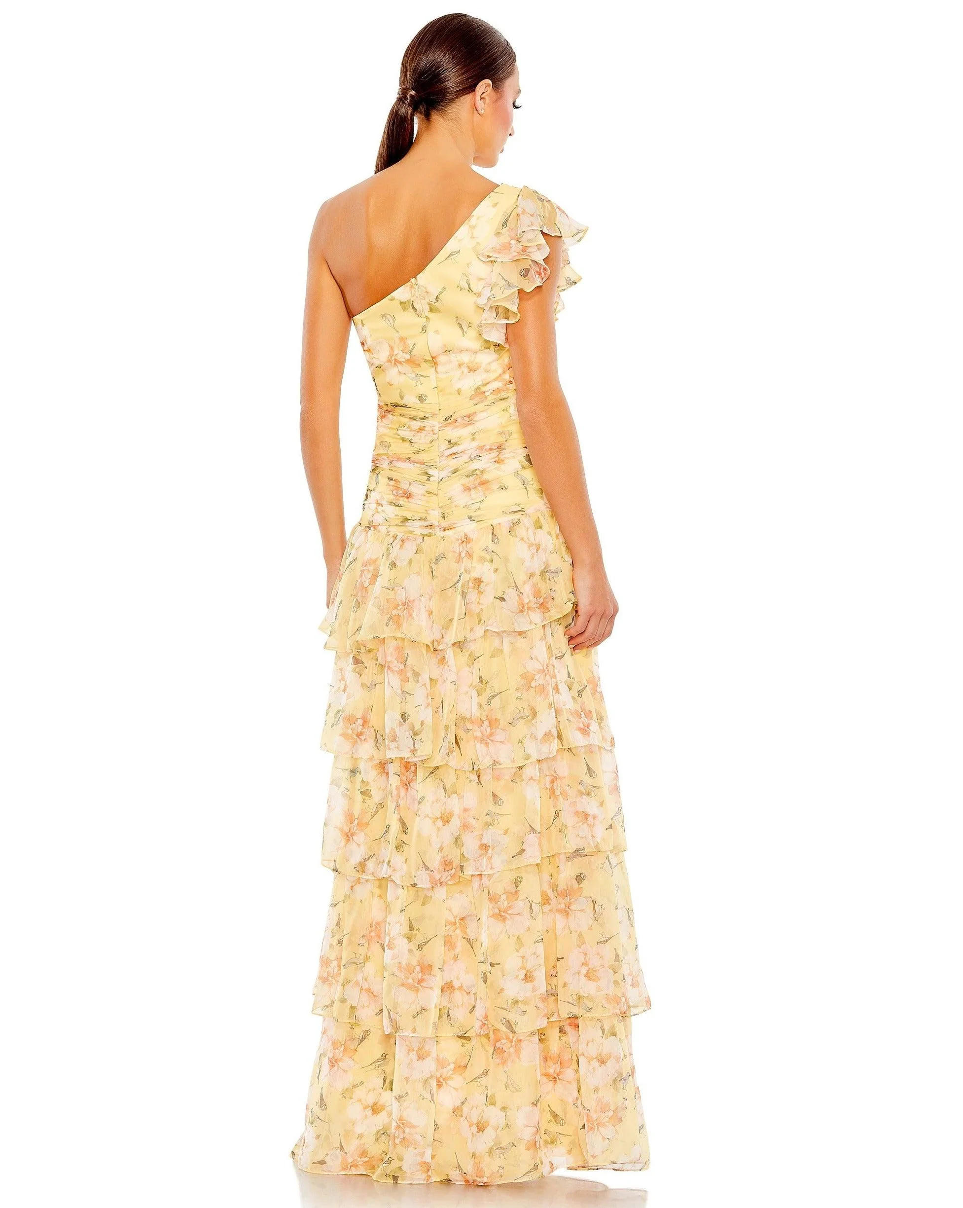 Mac Duggal 55810 Long Formal One Shoulder Print Gown
