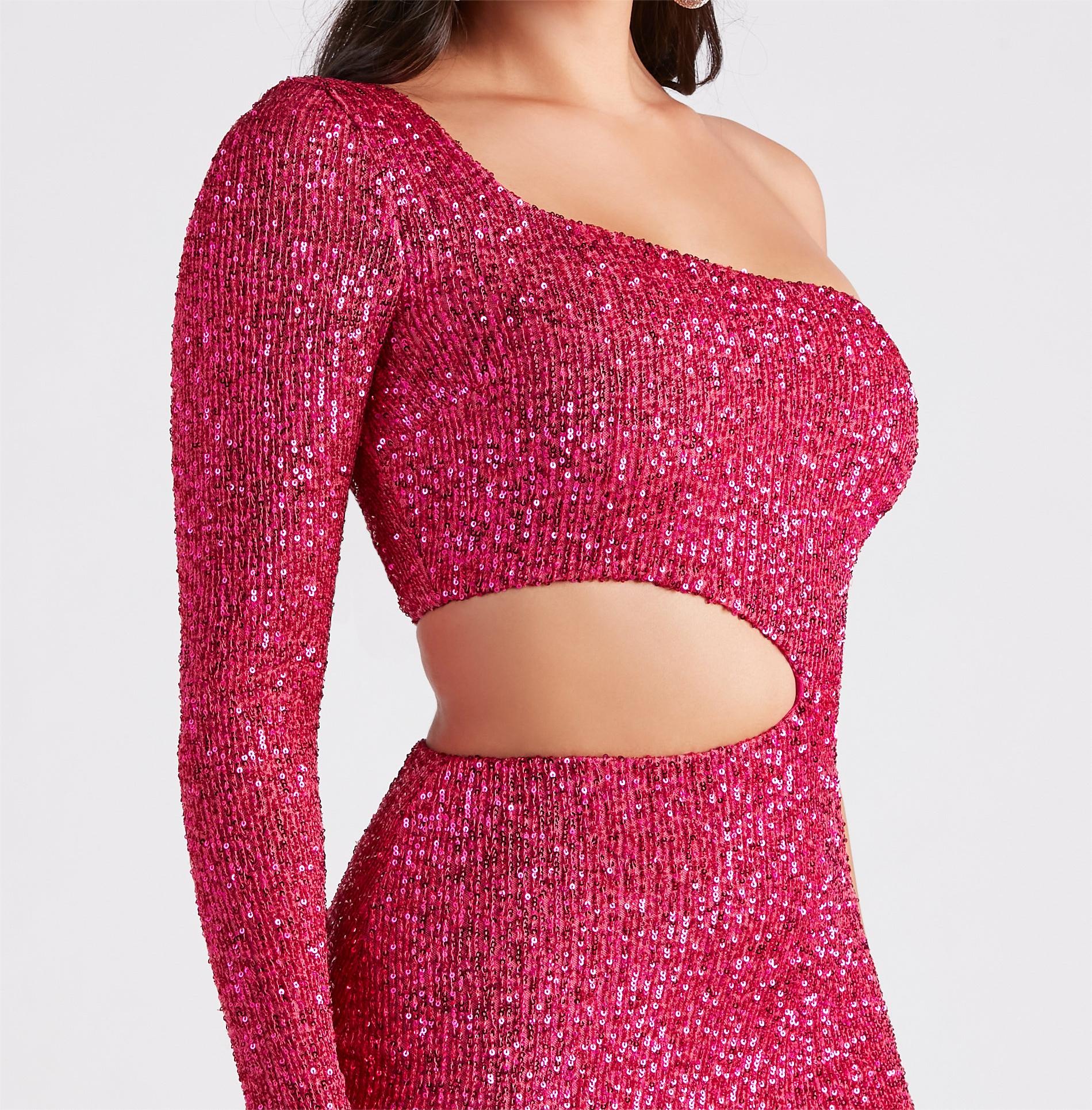Sparkle Party Sequin One-Shoulder Mini Dress