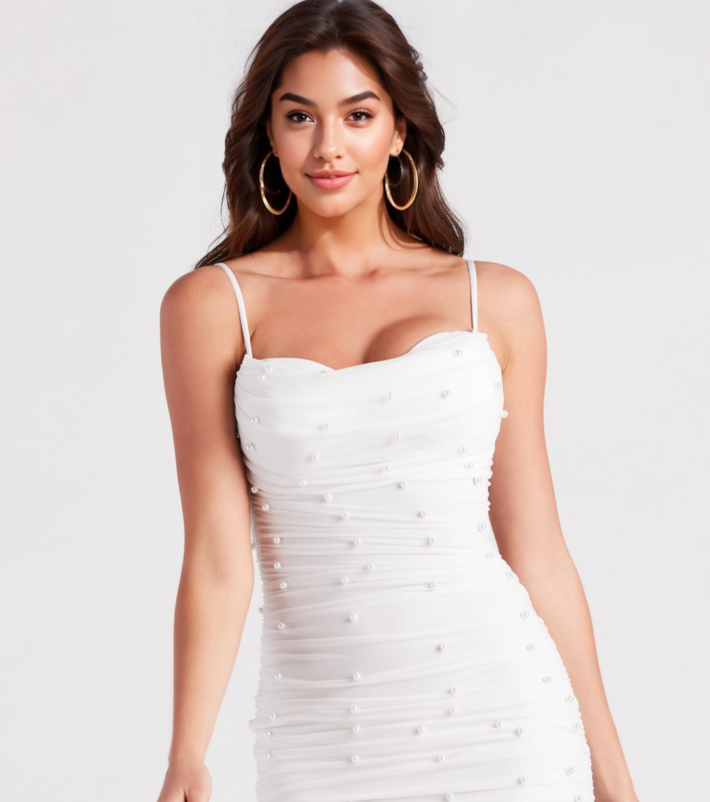 Kristen Faux Pearl Mini Party Dress