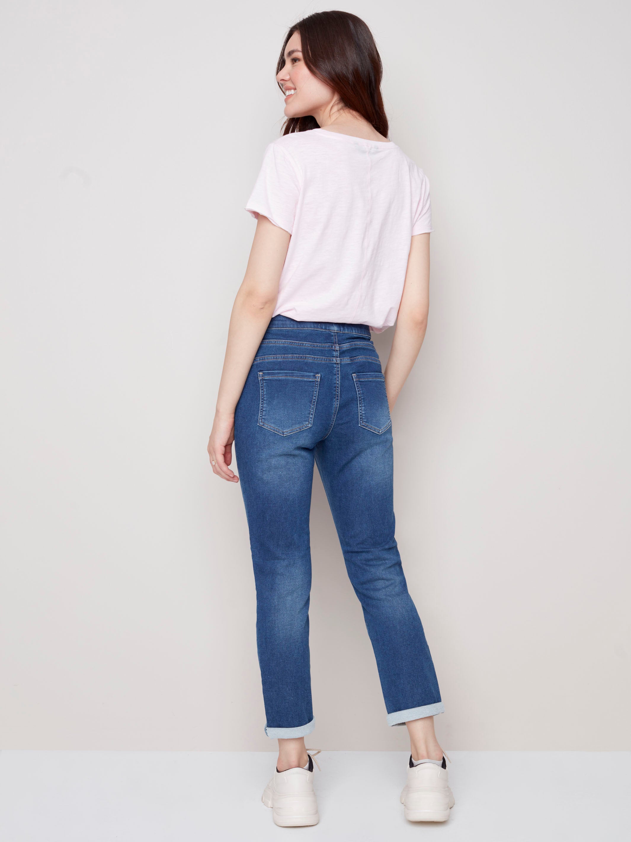 Knit Denim Jogger Pants - Indigo