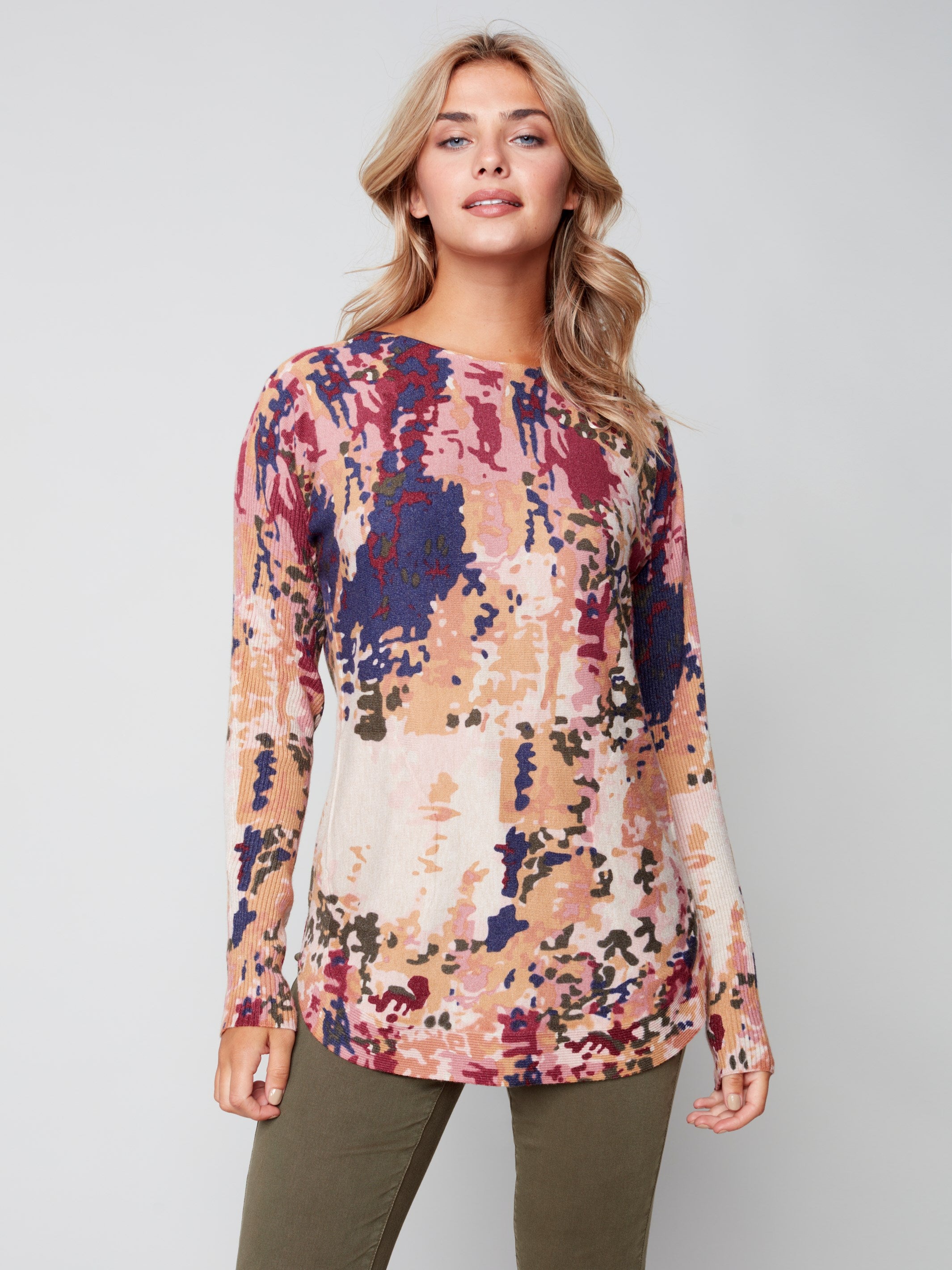 Printed Knit Sweater - Multicolor