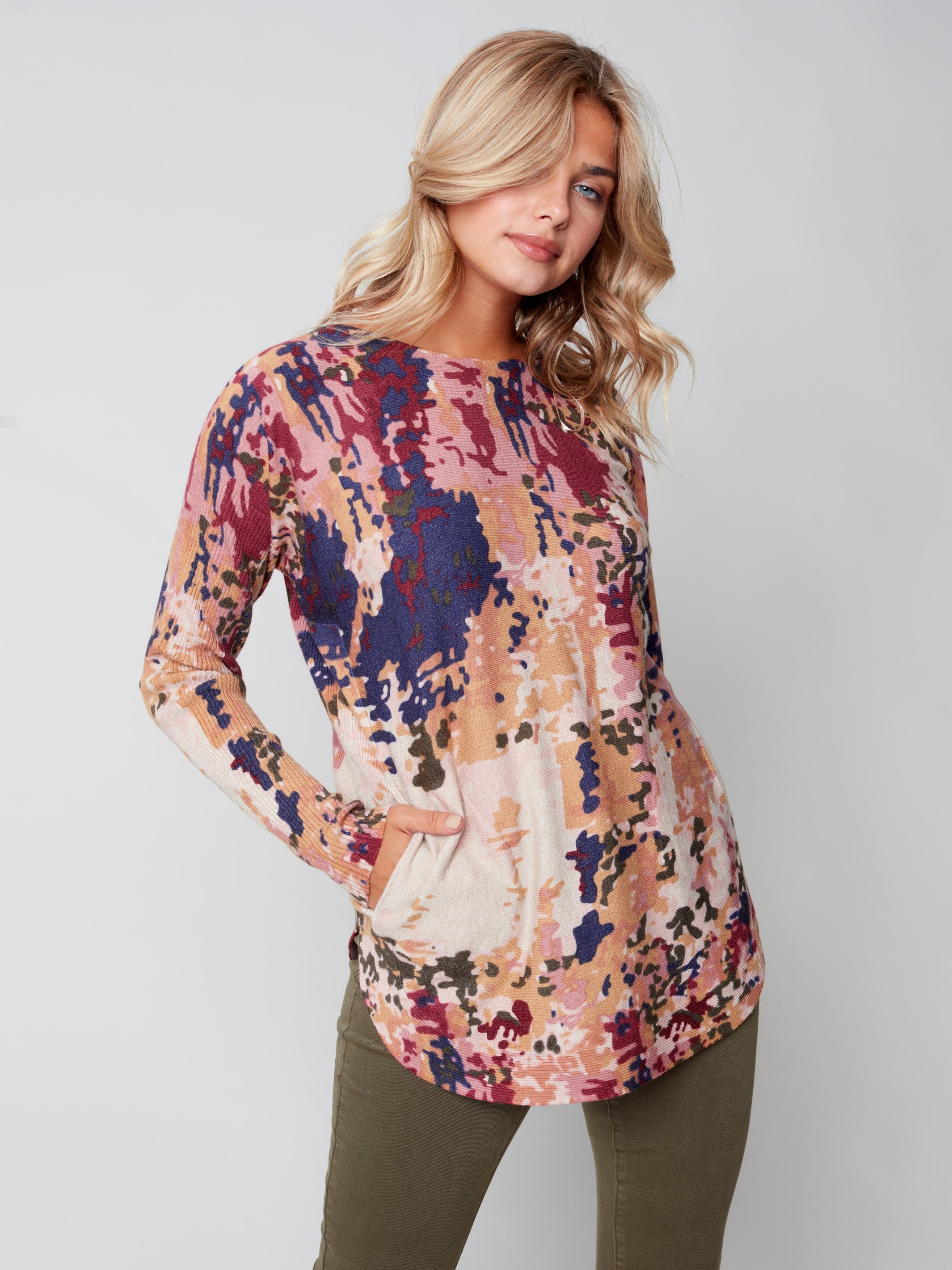 Printed Knit Sweater - Multicolor
