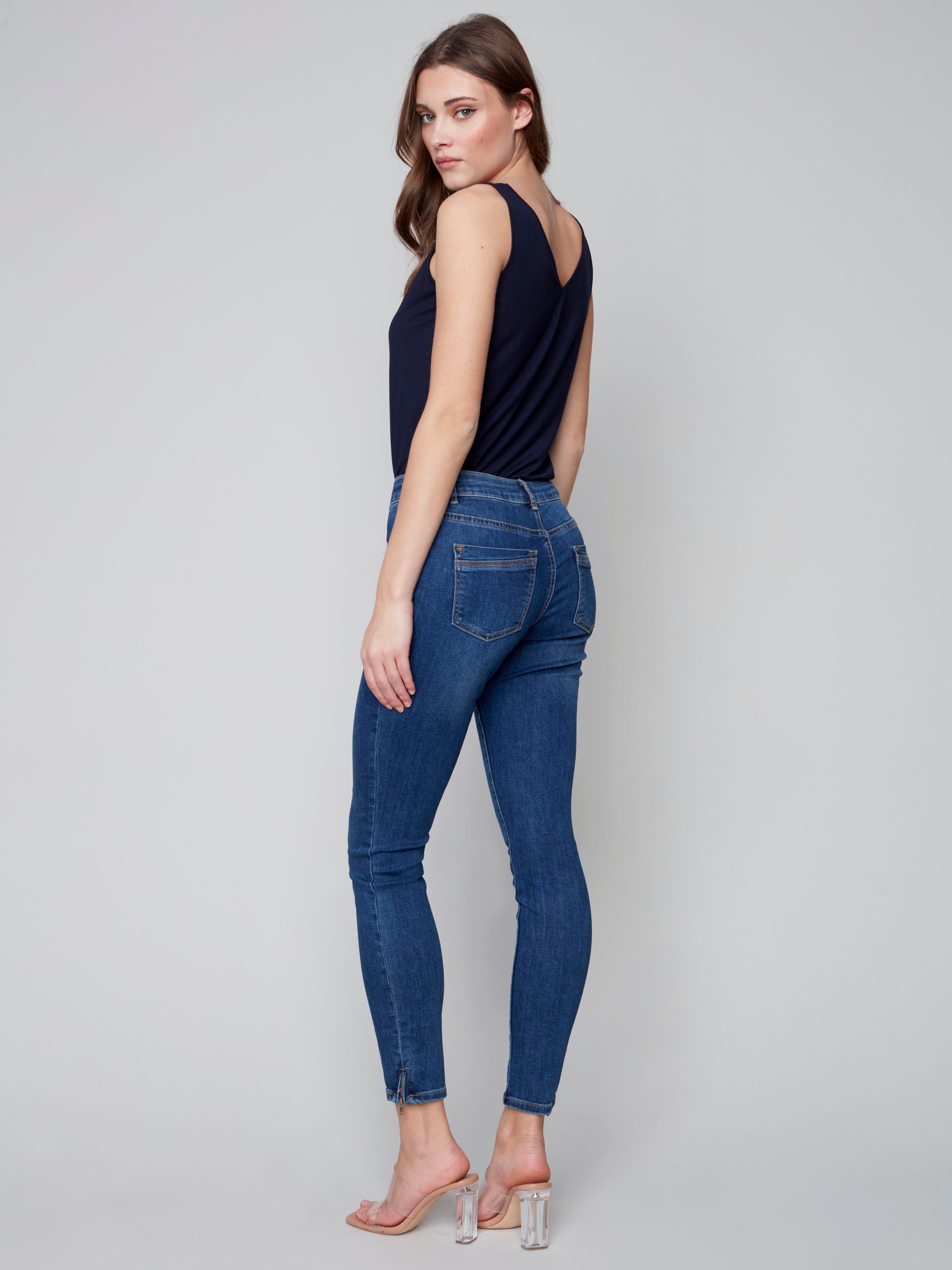 Jeans with Side Zipper - Indigo