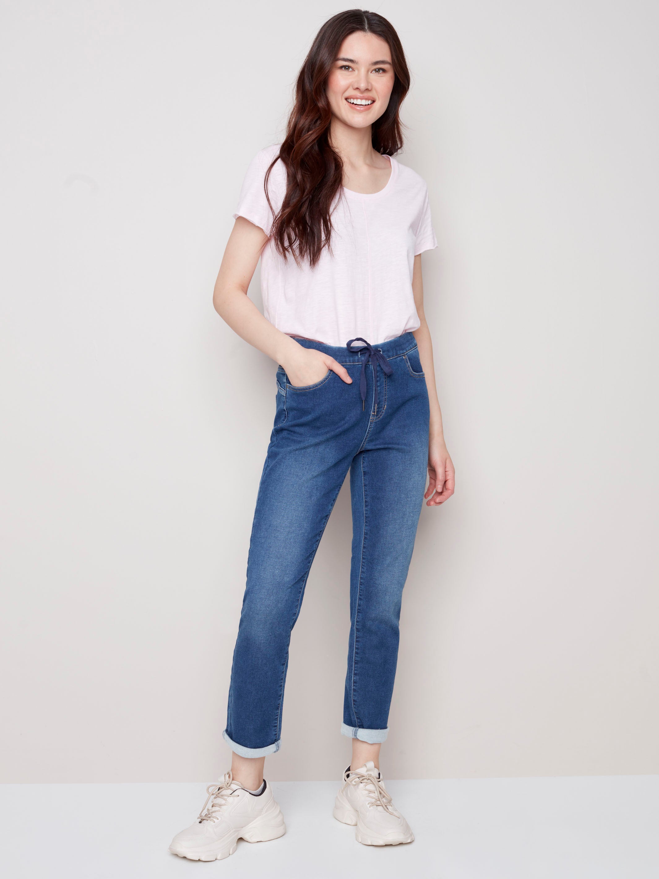 Knit Denim Jogger Pants - Indigo