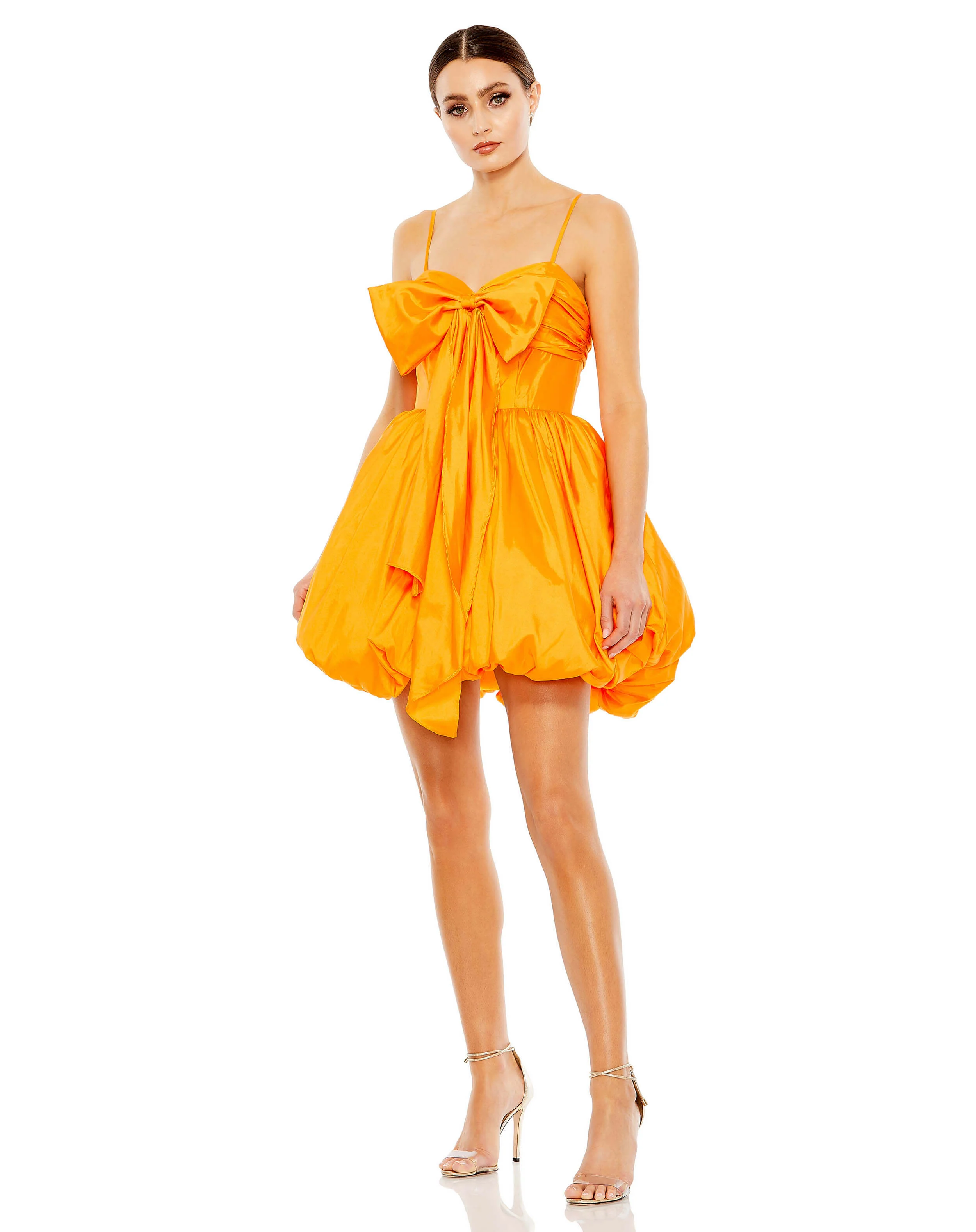 Spaghetti Strap Center Bow Balloon Mini Dress
