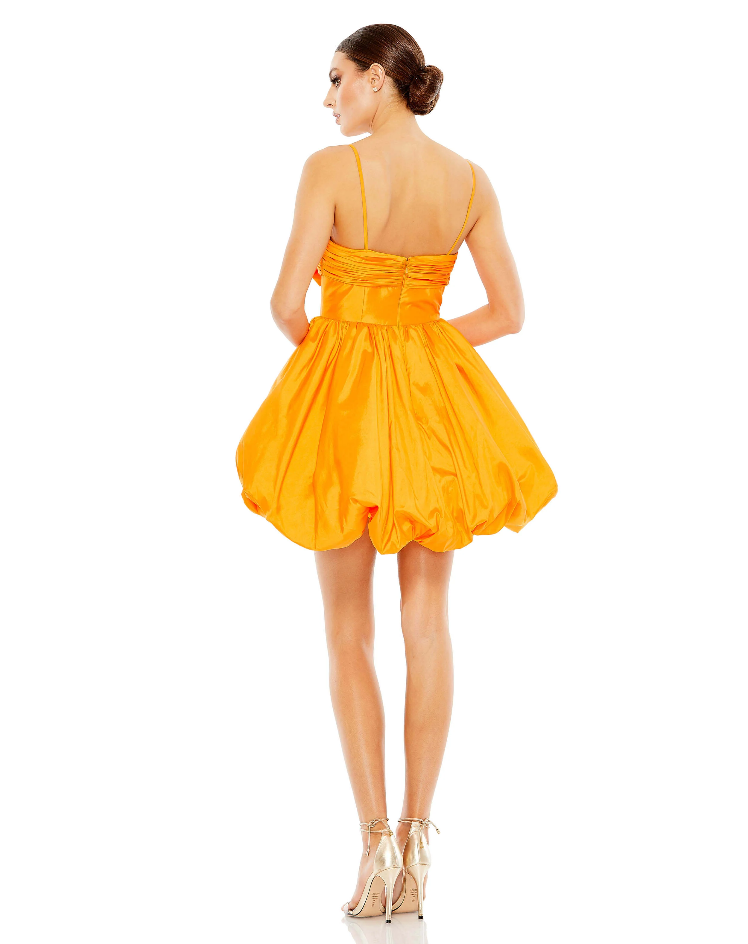 Spaghetti Strap Center Bow Balloon Mini Dress