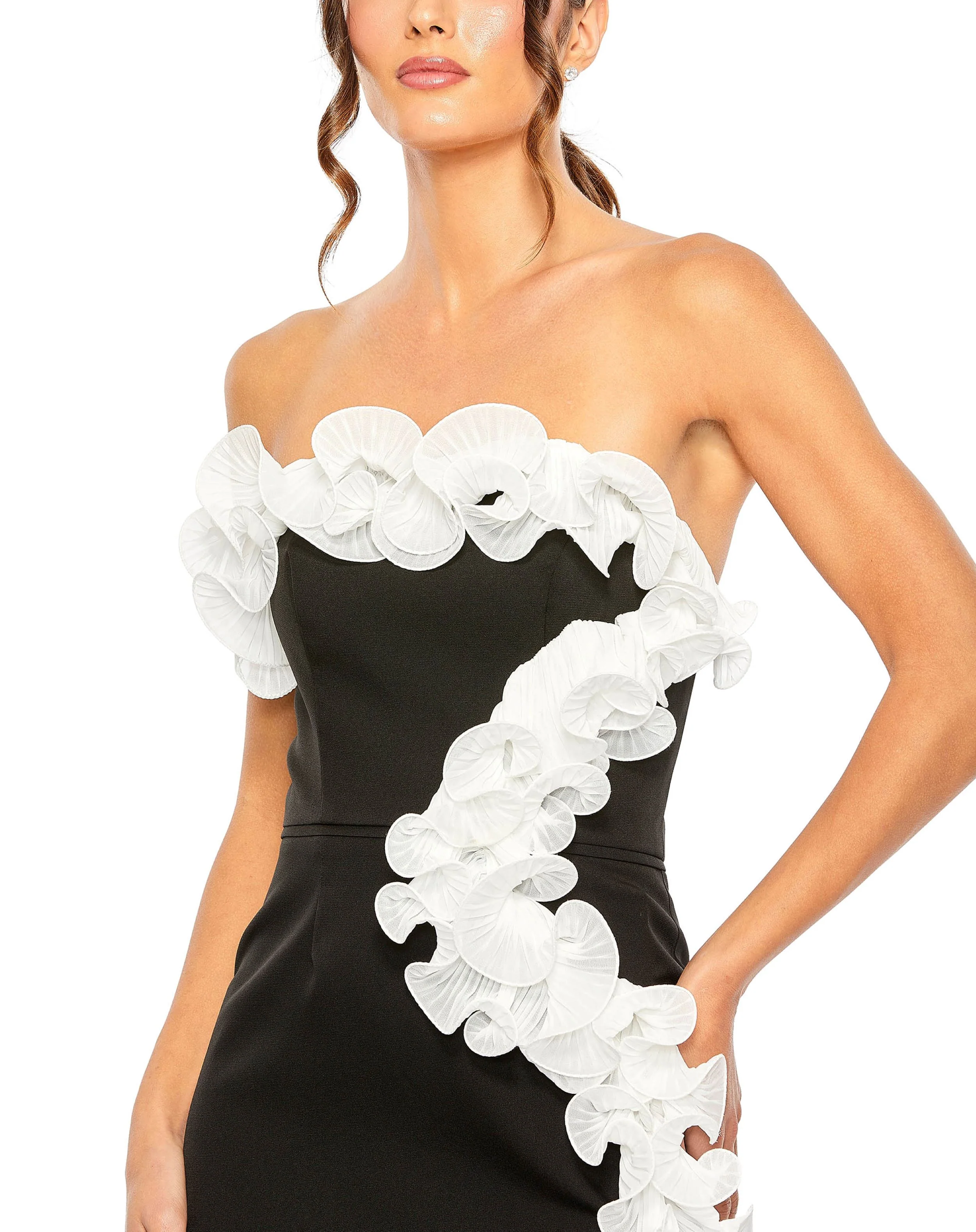 Strapless Ruffle Detail Mini Dress