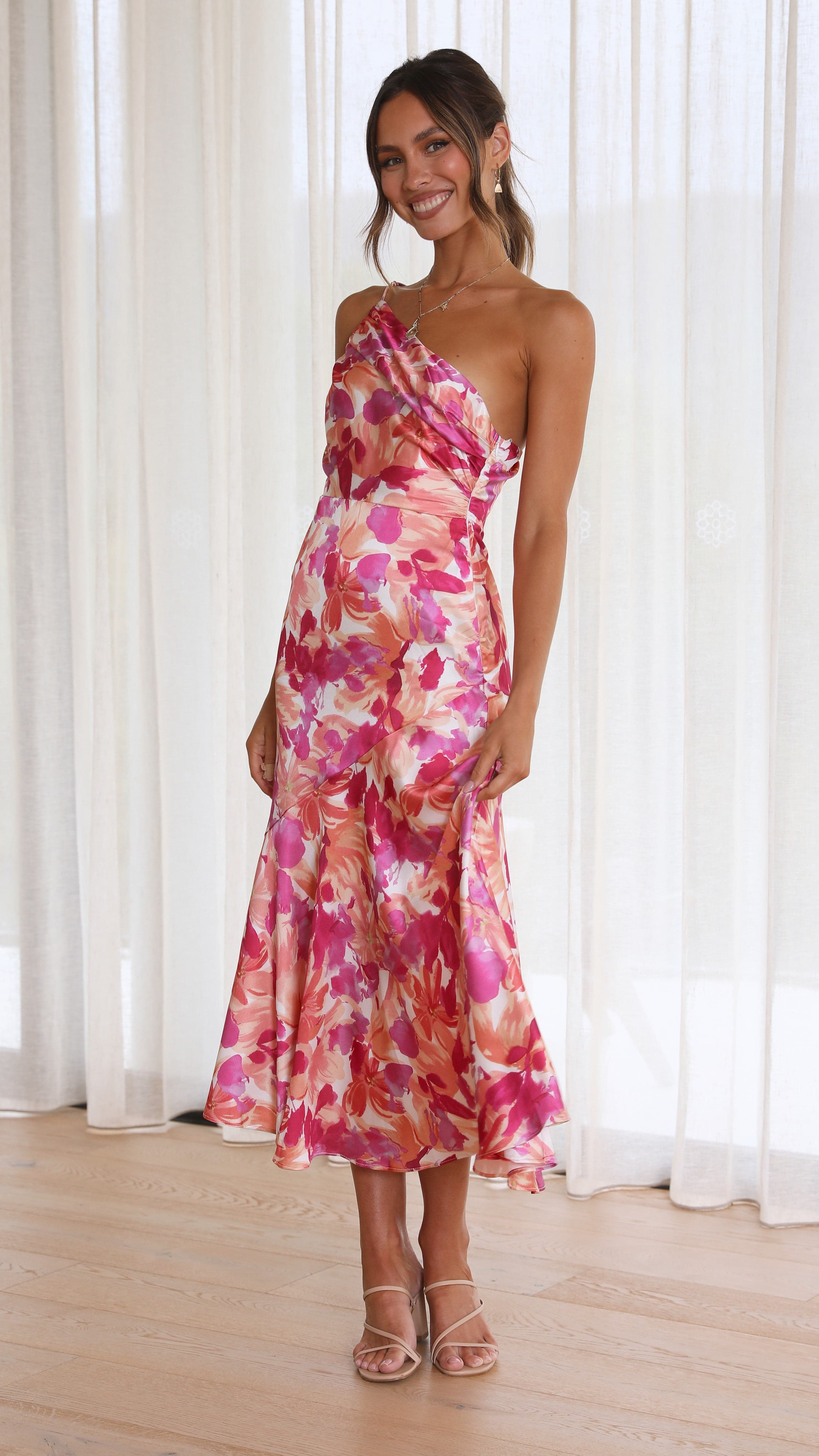 Kikodress - Hayley Midi Dress - Pink Floral