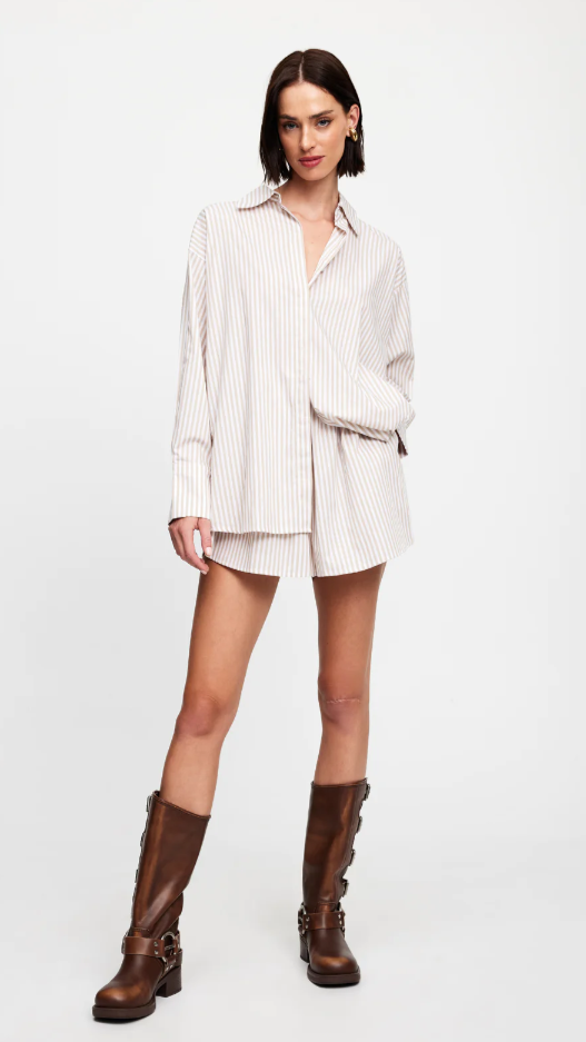 Kikodress - Lioness Boyfriend Shirt - Beige Stripe