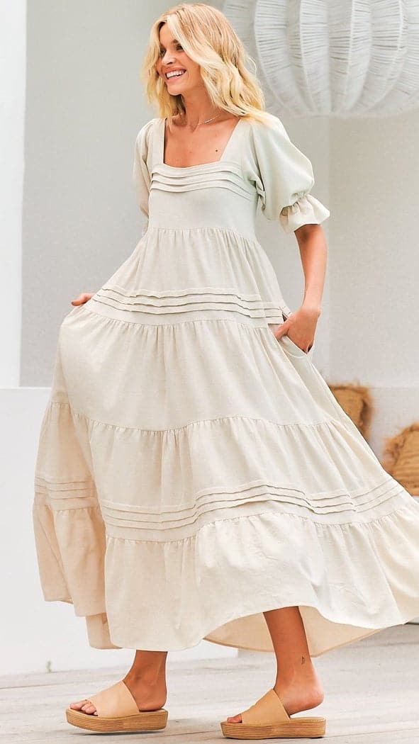 Kikodress - Gesele Maxi Dress - Natural Oakley Print