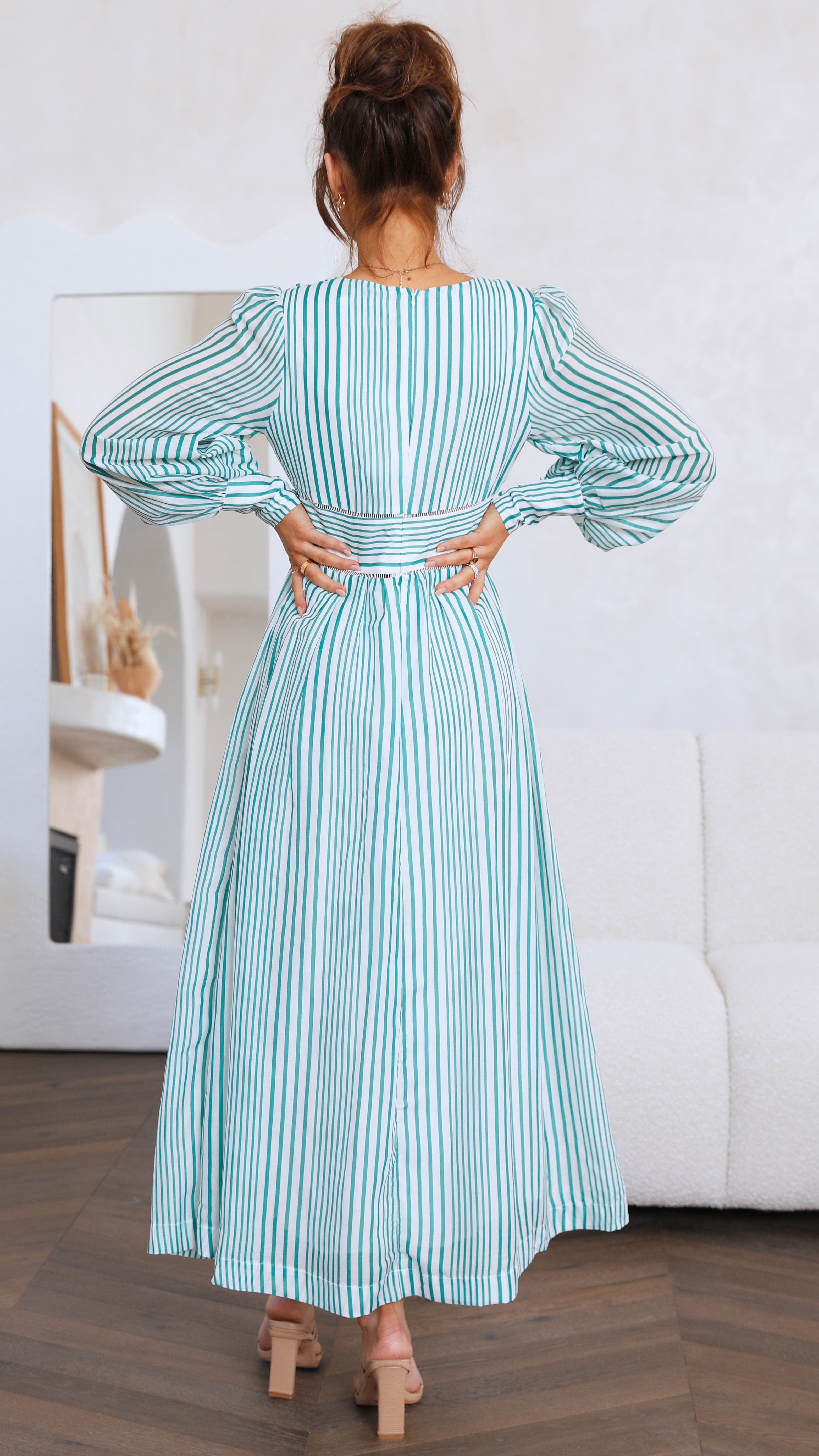 Kikodress - Adora Maxi Dress - Green Stripe
