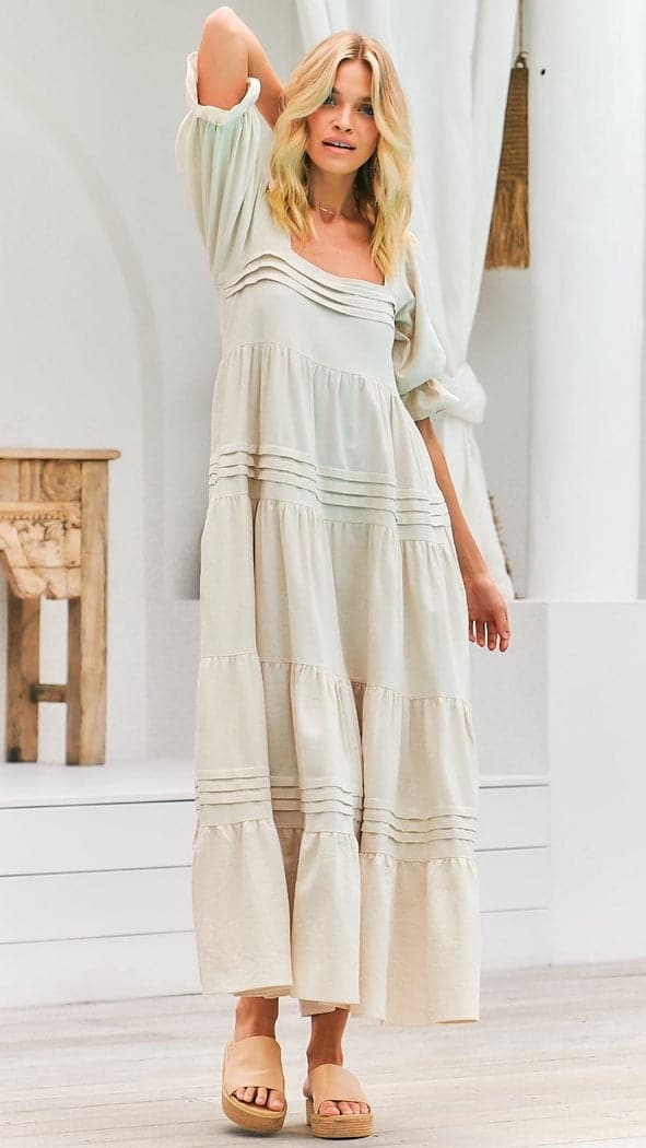 Kikodress - Gesele Maxi Dress - Natural Oakley Print