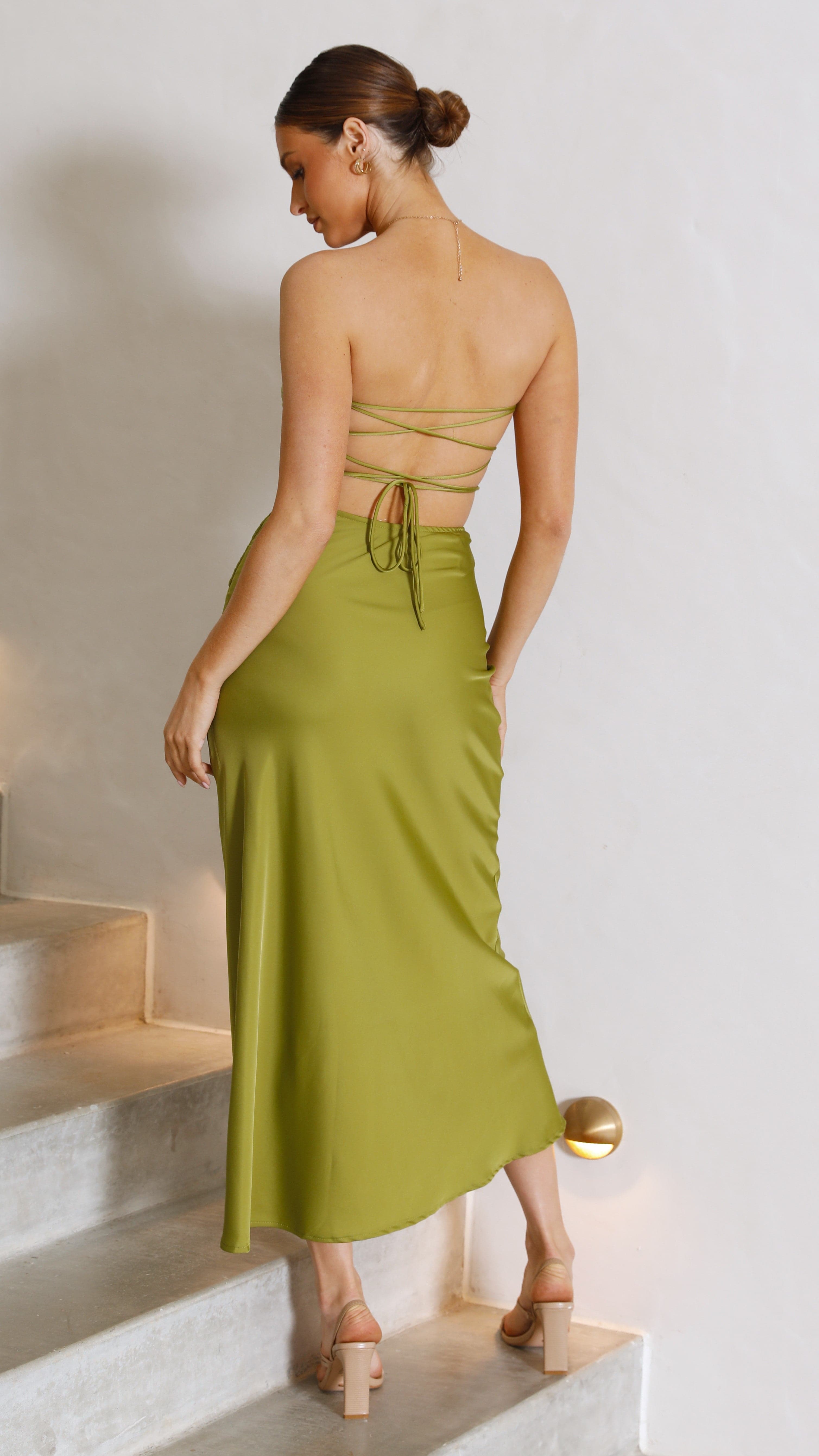 Kikodress - Silas Crop and Midi Skirt Set - Olive