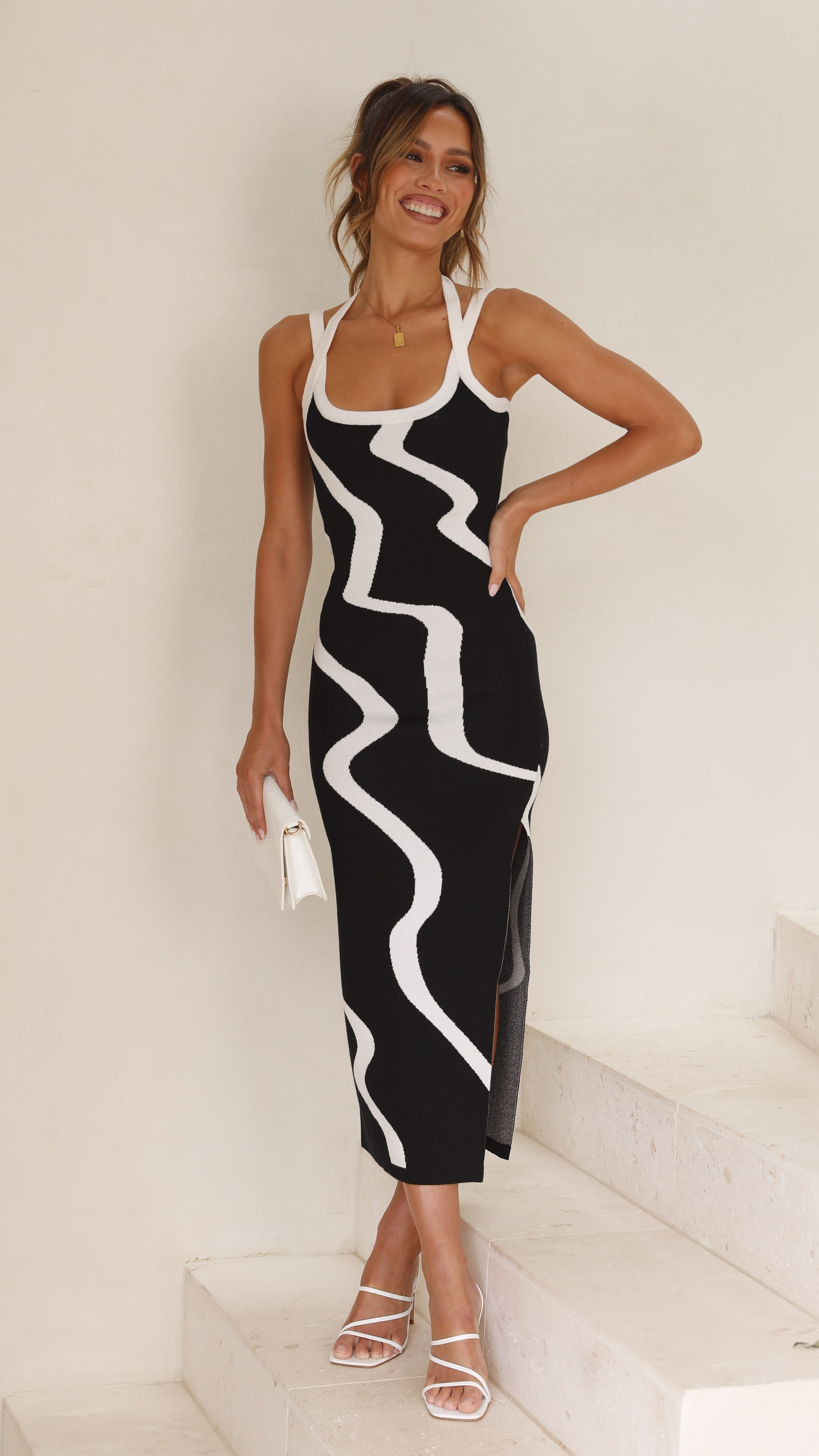 Kikodress - Tayla Knit Dress - Black/White