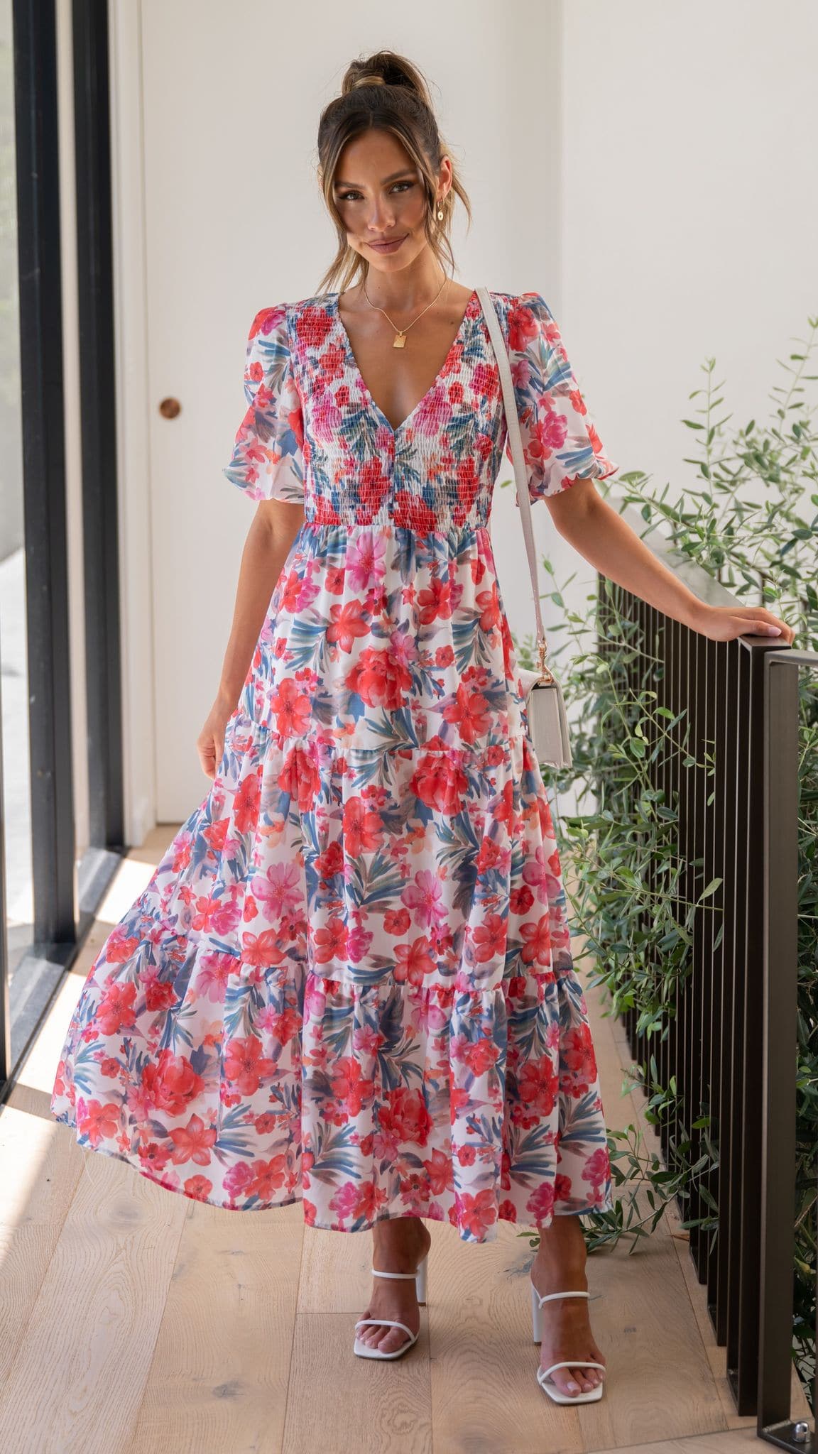 Kikodress - Samilla Maxi Dress - White/Pink Floral