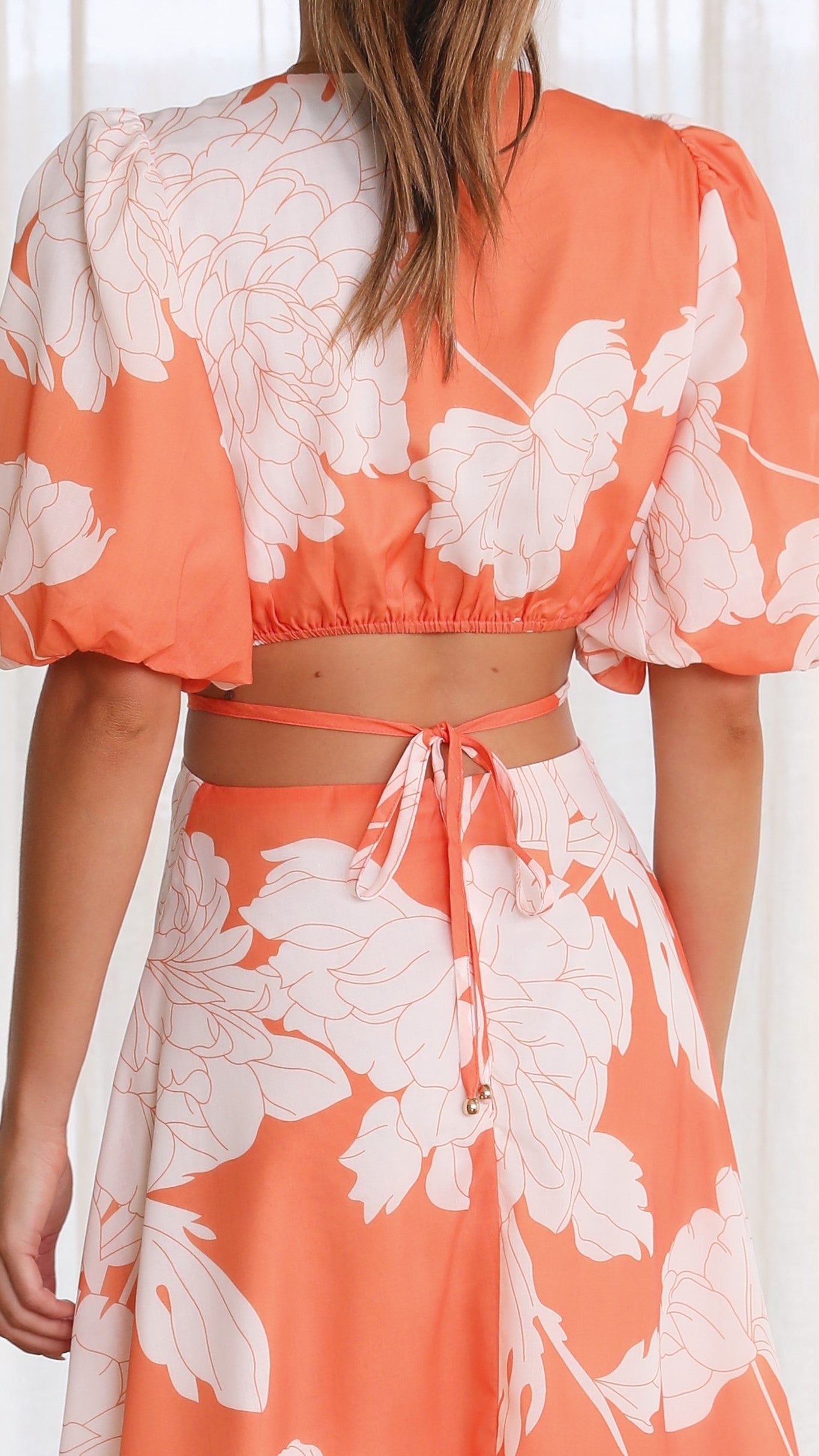 Kikodress - Colette Midi Dress - Orange Floral