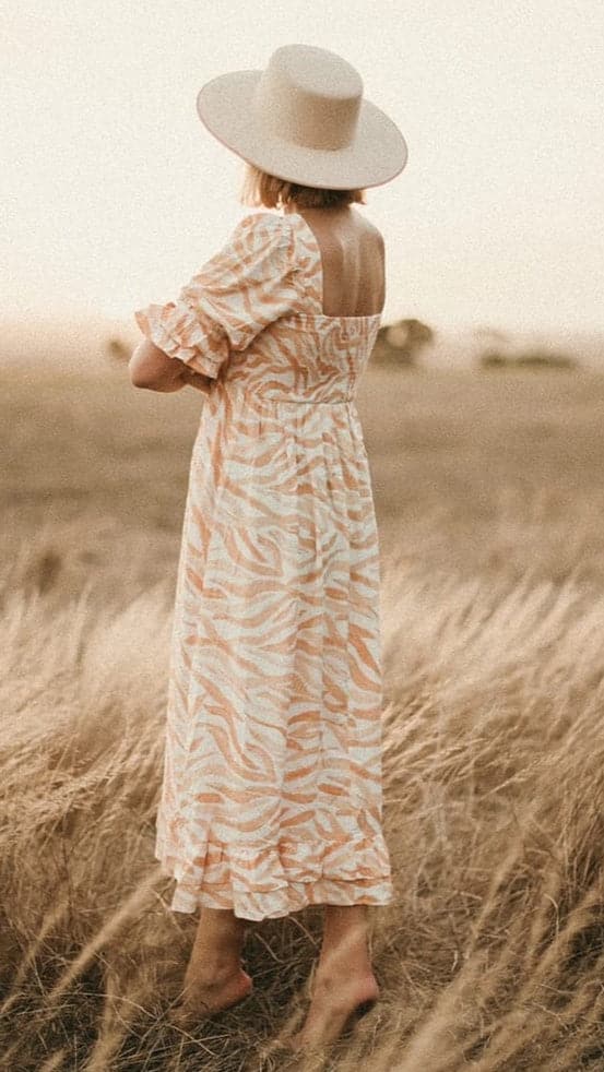 Kikodress - Gia Midi Dress - Orange Wave