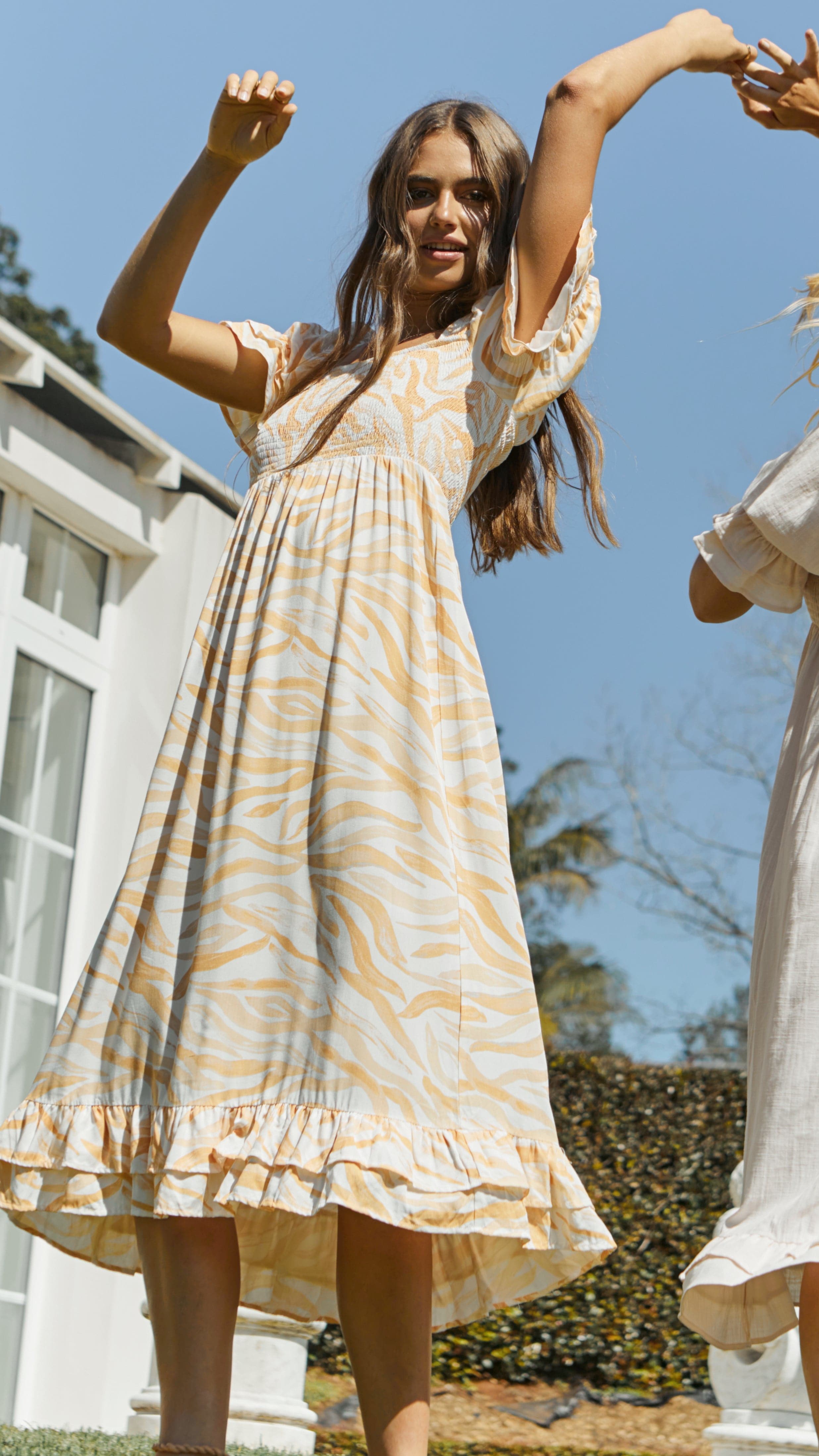 Kikodress - Gia Midi Dress - Orange Wave