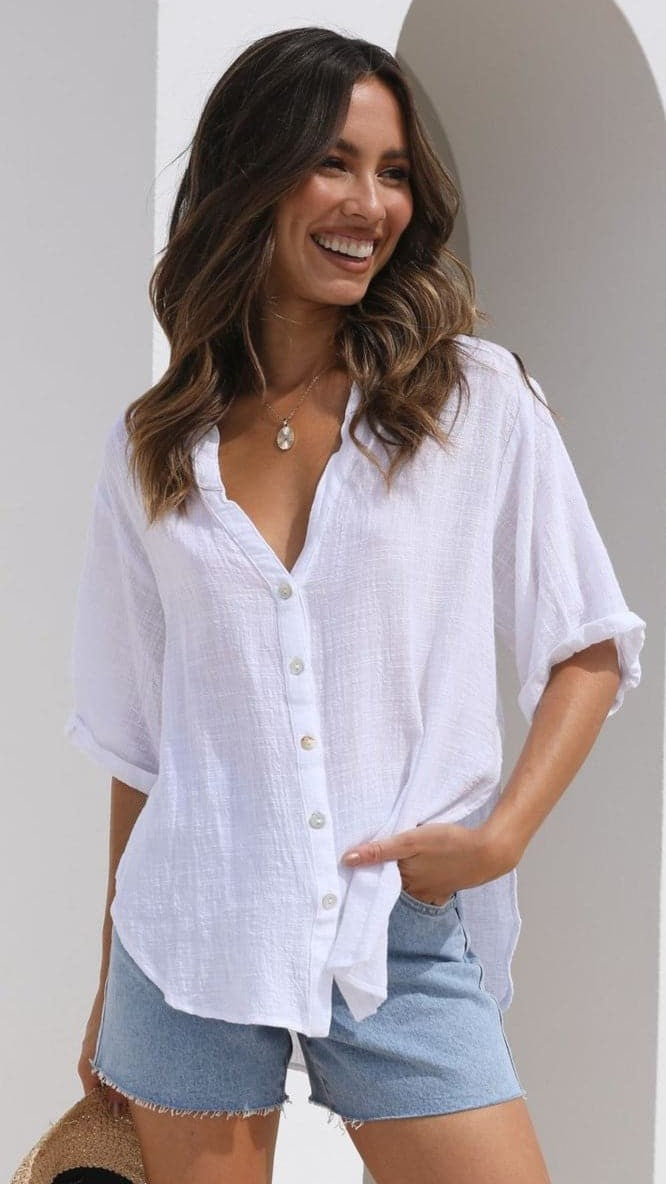 Kikodress - Jaime Button Up Shirt - White