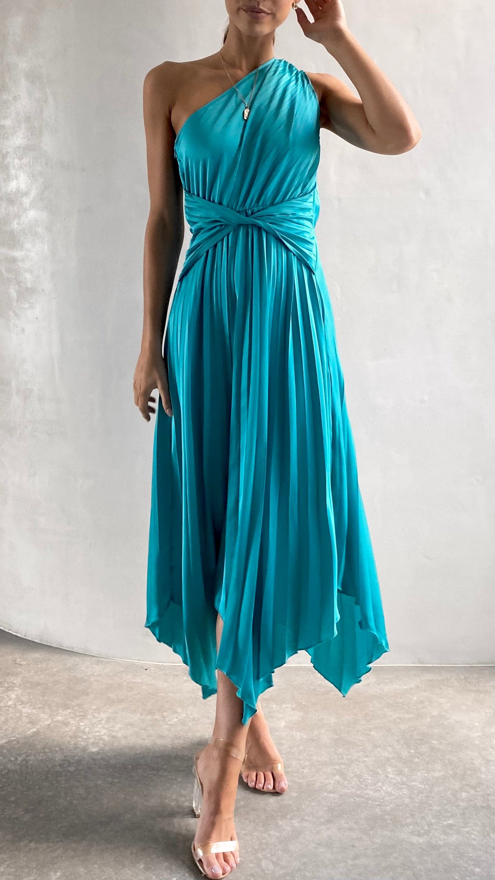 Kikodress - Cali One Shoulder Midi Dress - Blue