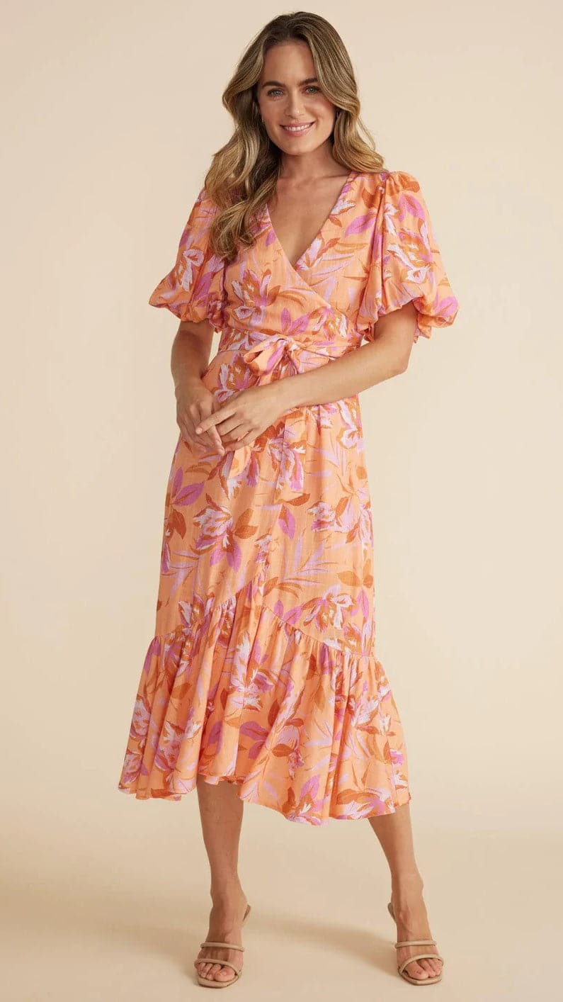 Kikodress - Carmen Midi Dress - Pink Floral