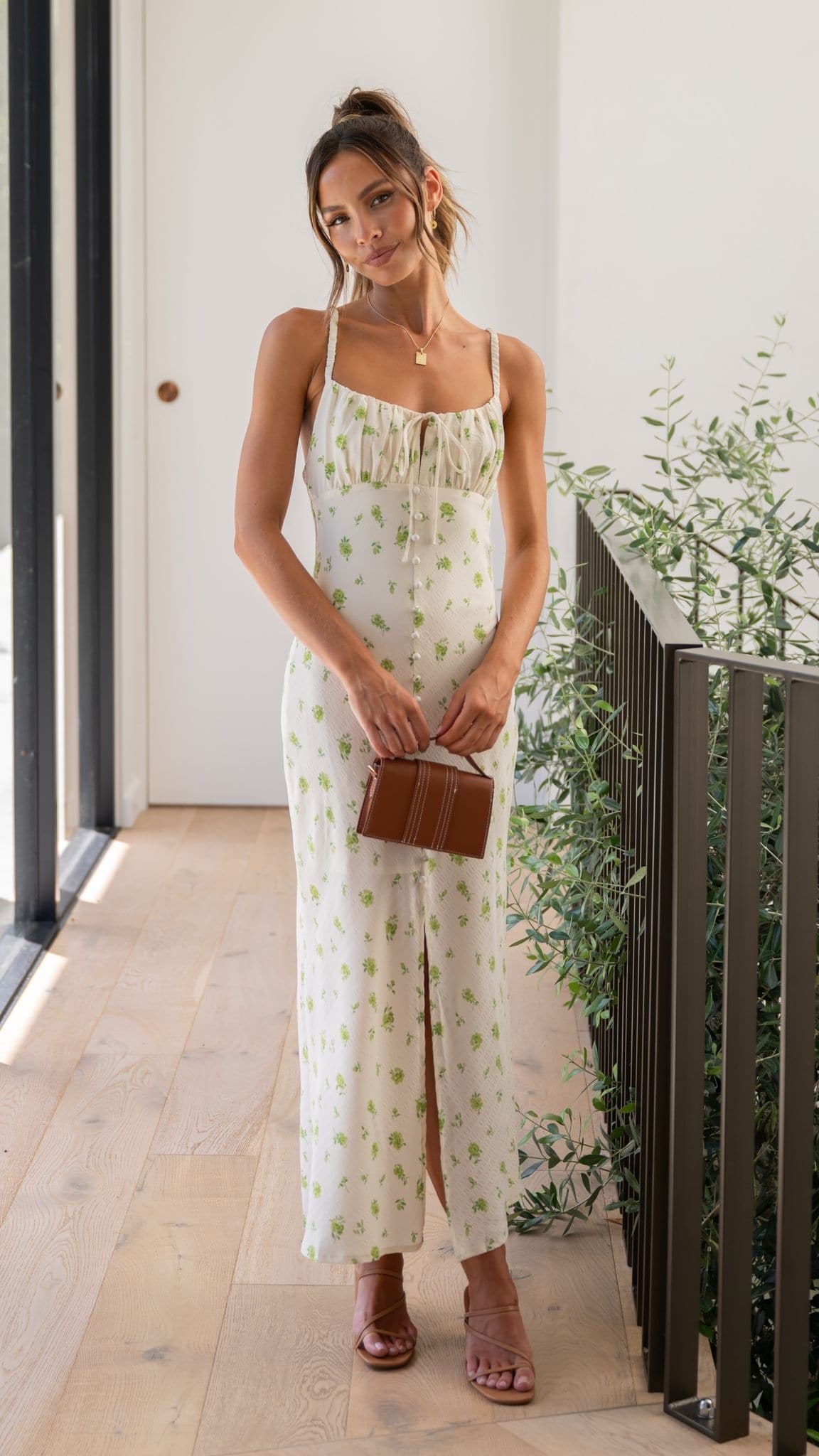 Kikodress - Polly Midi Dress - Green Floral