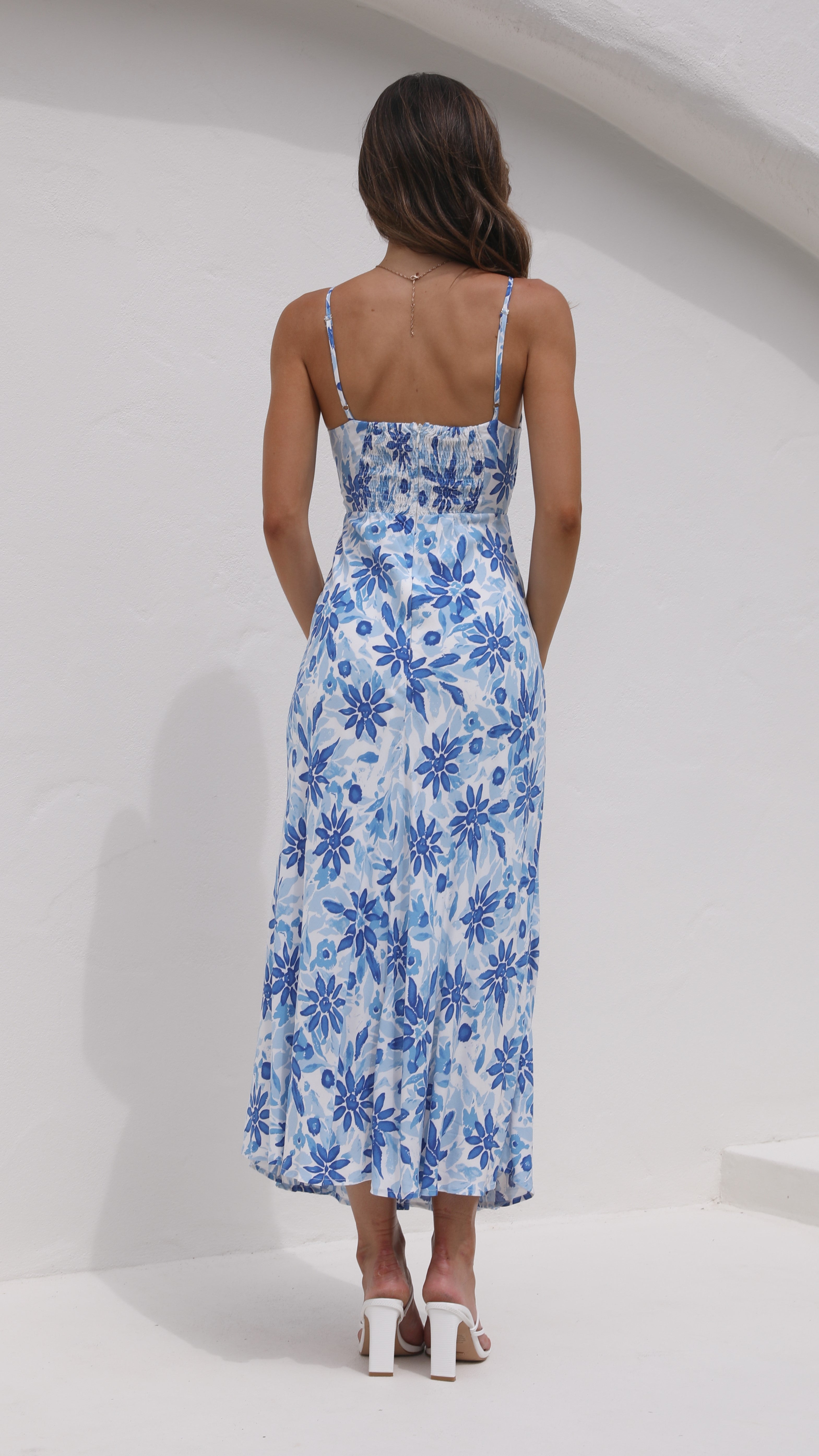 Kikodress - Delilah Midi Dress - Blue/White Floral
