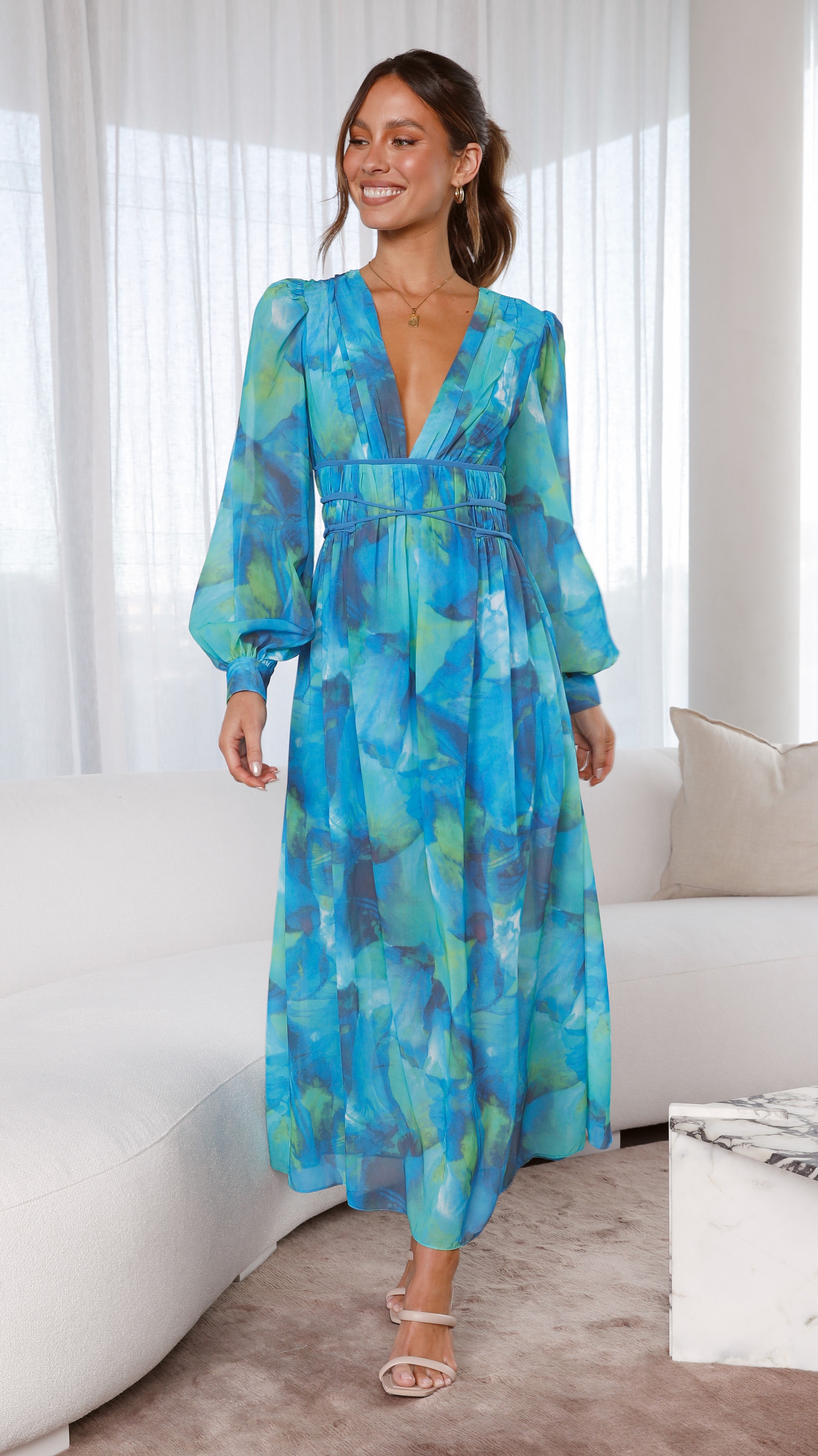 Kikodress - Kayla Maxi Dress - Blue Floral
