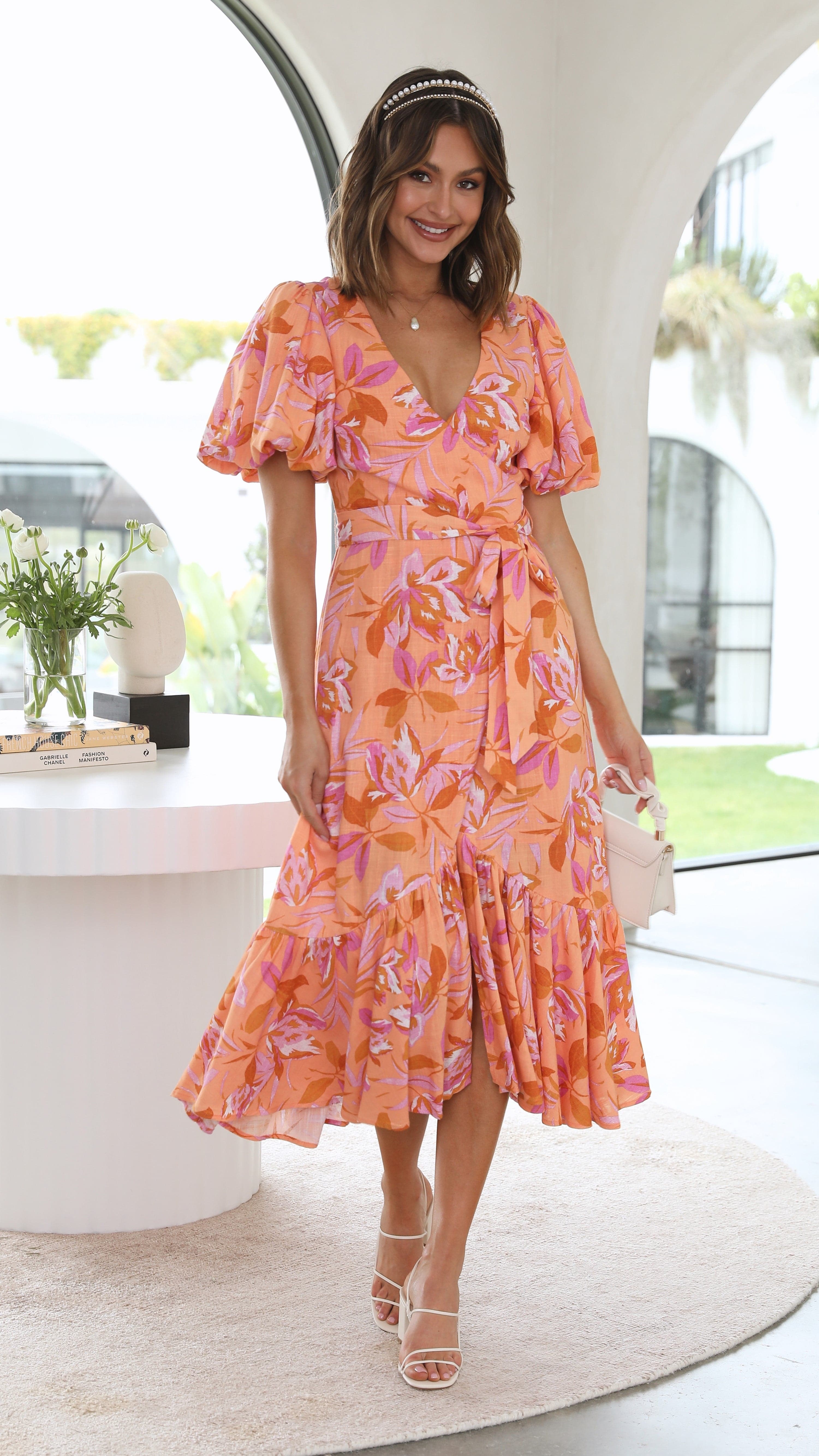 Kikodress - Carmen Midi Dress - Pink Floral