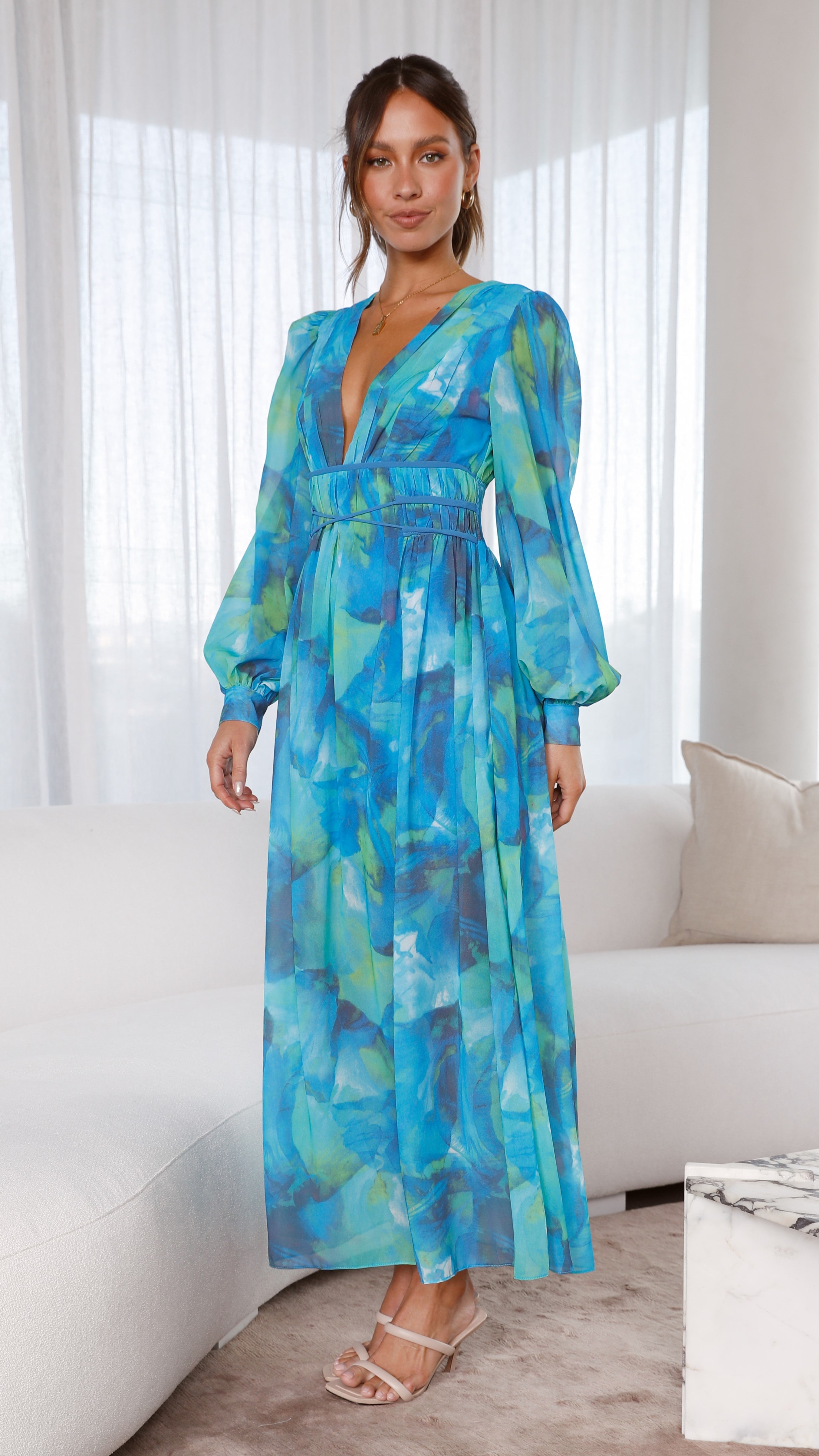Kikodress - Kayla Maxi Dress - Blue Floral