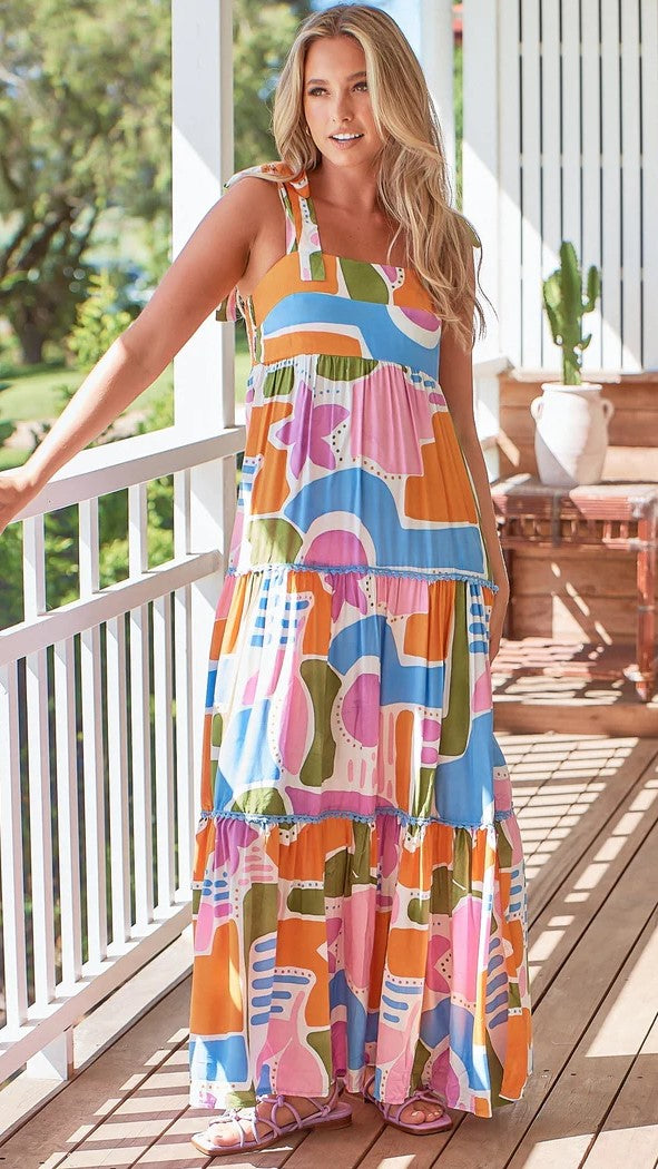 Kikodress - Adeline Maxi Dress - Pablo Print
