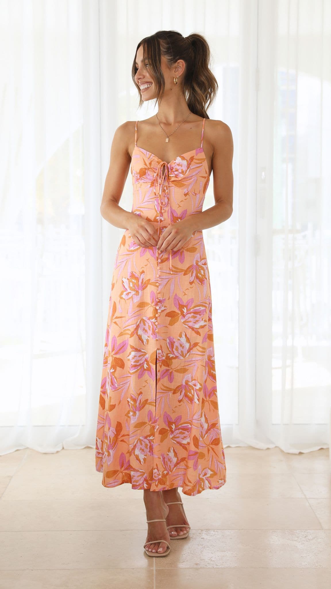 Kikodress - Carmen Halter Sundress - Pink Floral