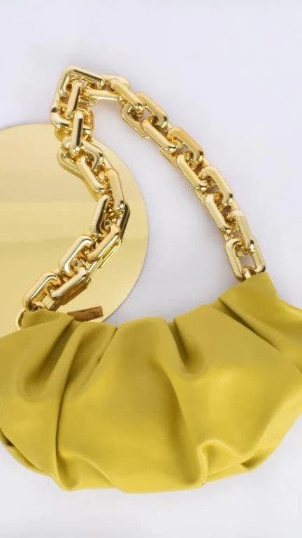 Kikodress - Kimber Pleat Crescent Shoulder Bag - Chartreuse