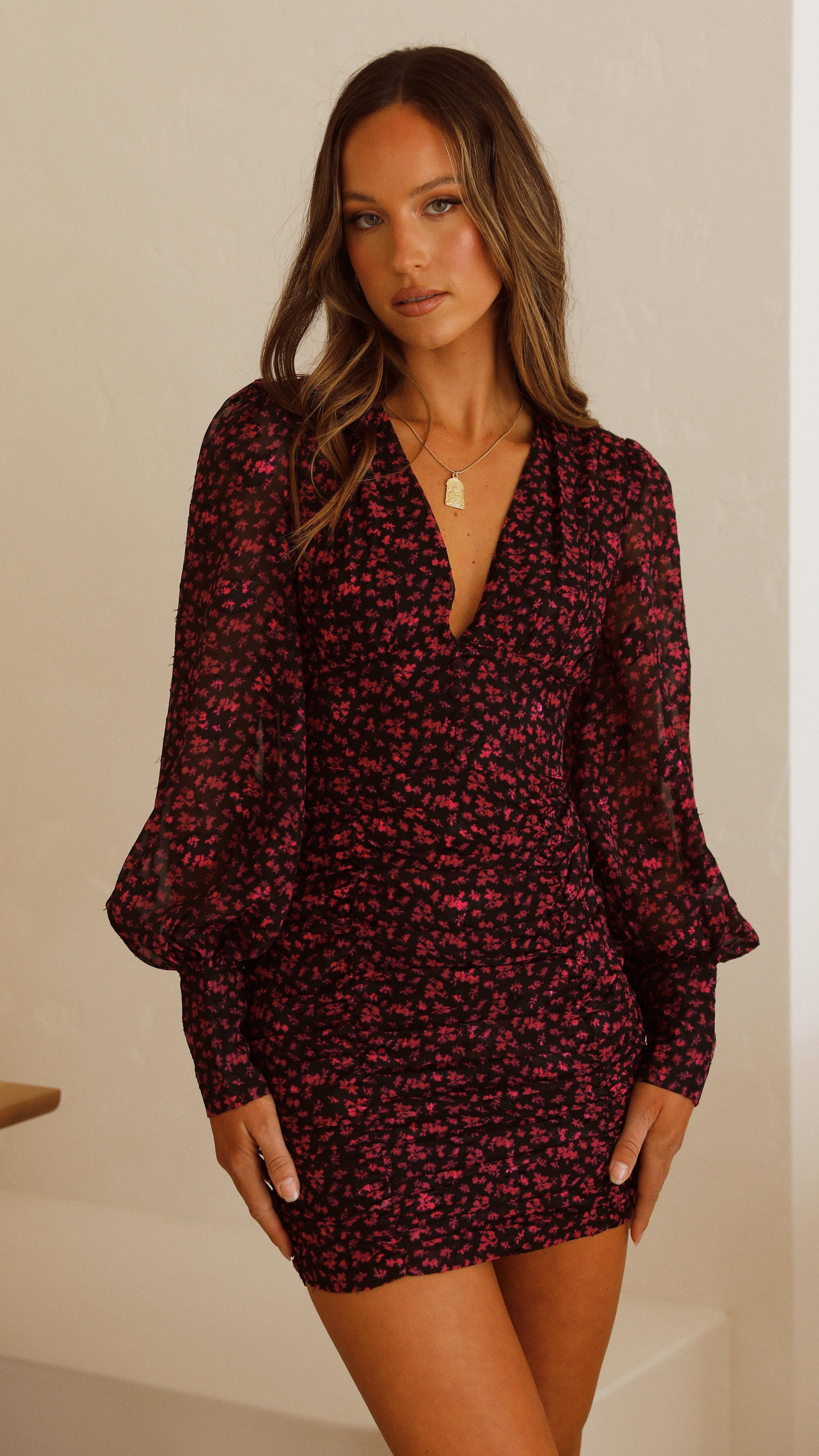 Kikodress - Magnolia Dress - Pink / Black