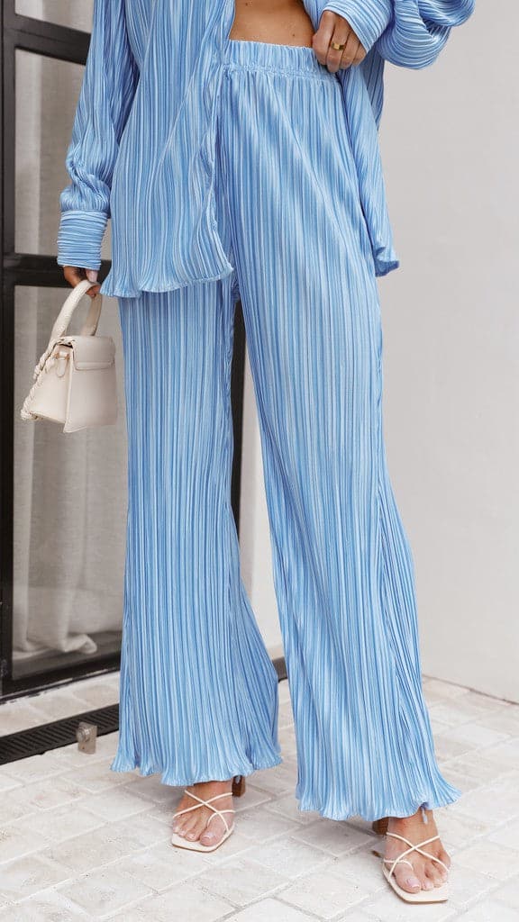 Kikodress - Stella Plisse Pants - Light Blue