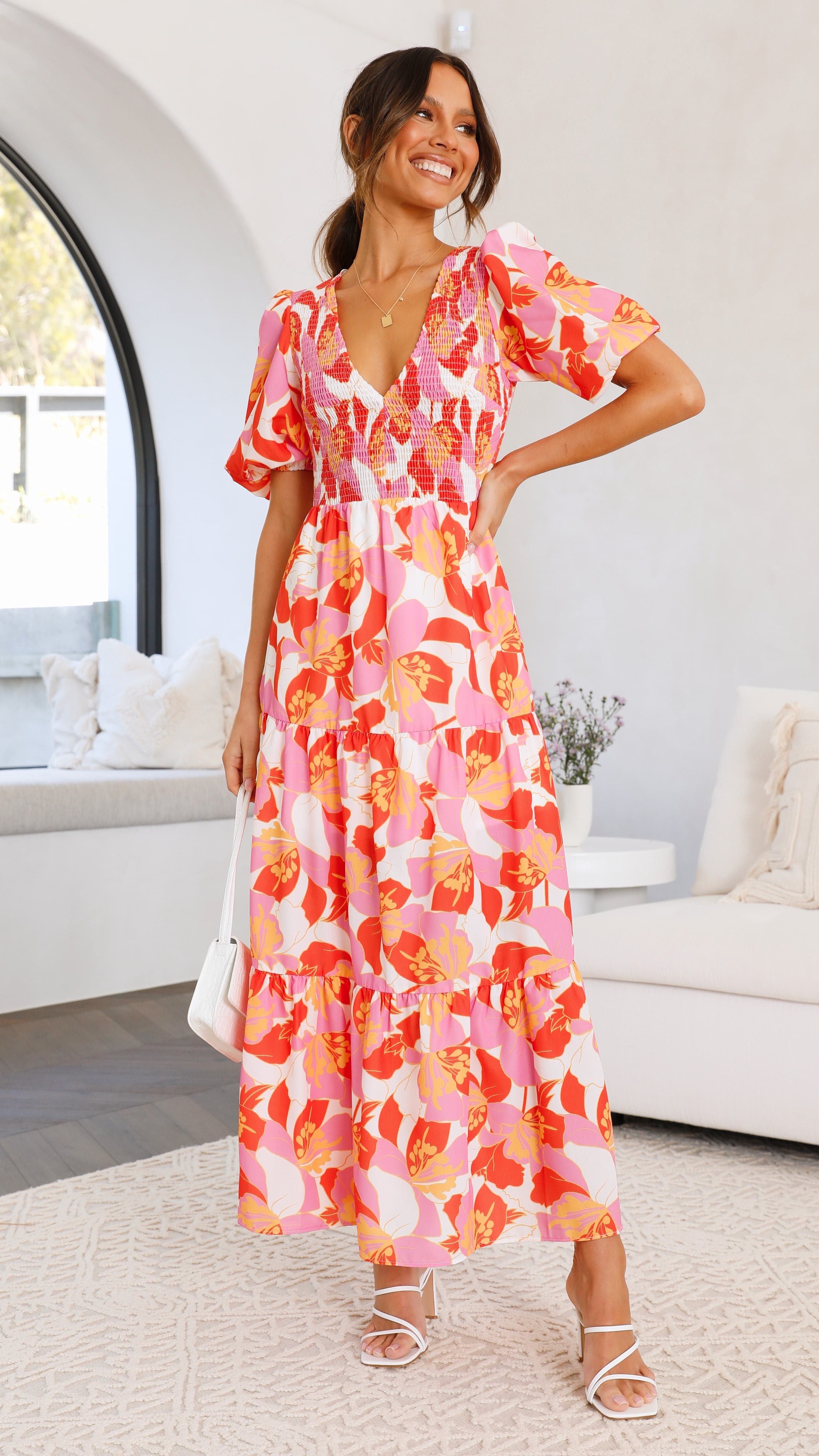 Kikodress - Abbie Maxi Dress - Orange Floral