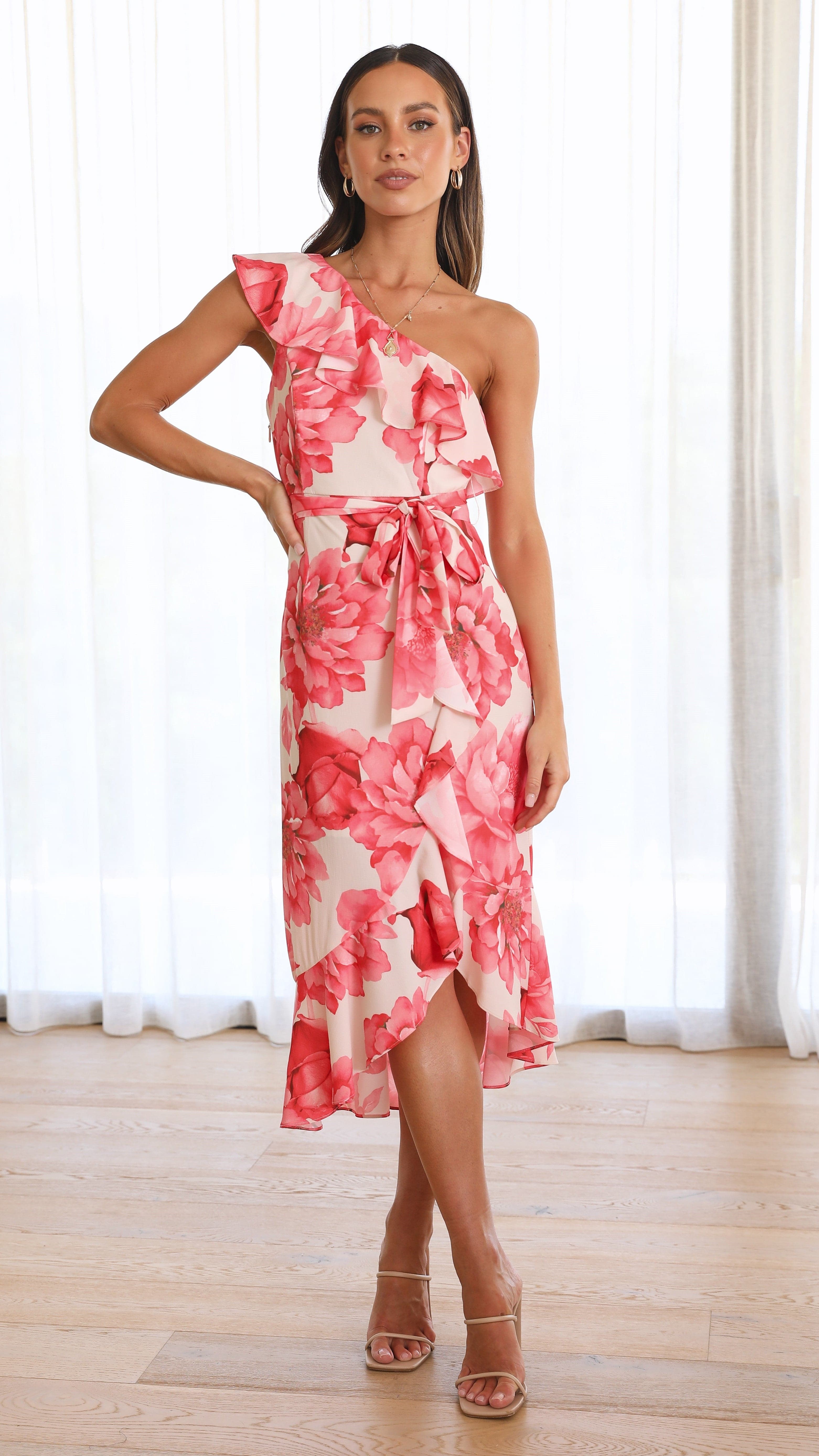 Kikodress - Calie Midi Dress - Pink Floral