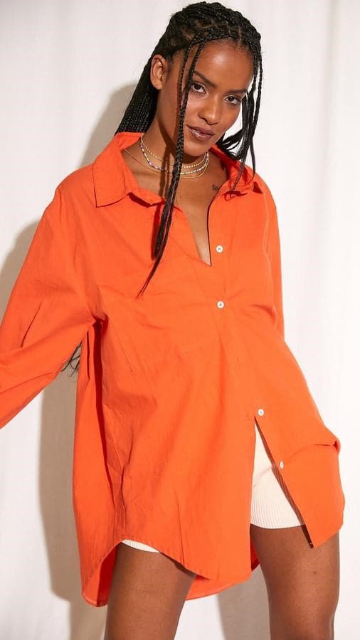 Kikodress - Bello Button Up Shirt - Tangerine