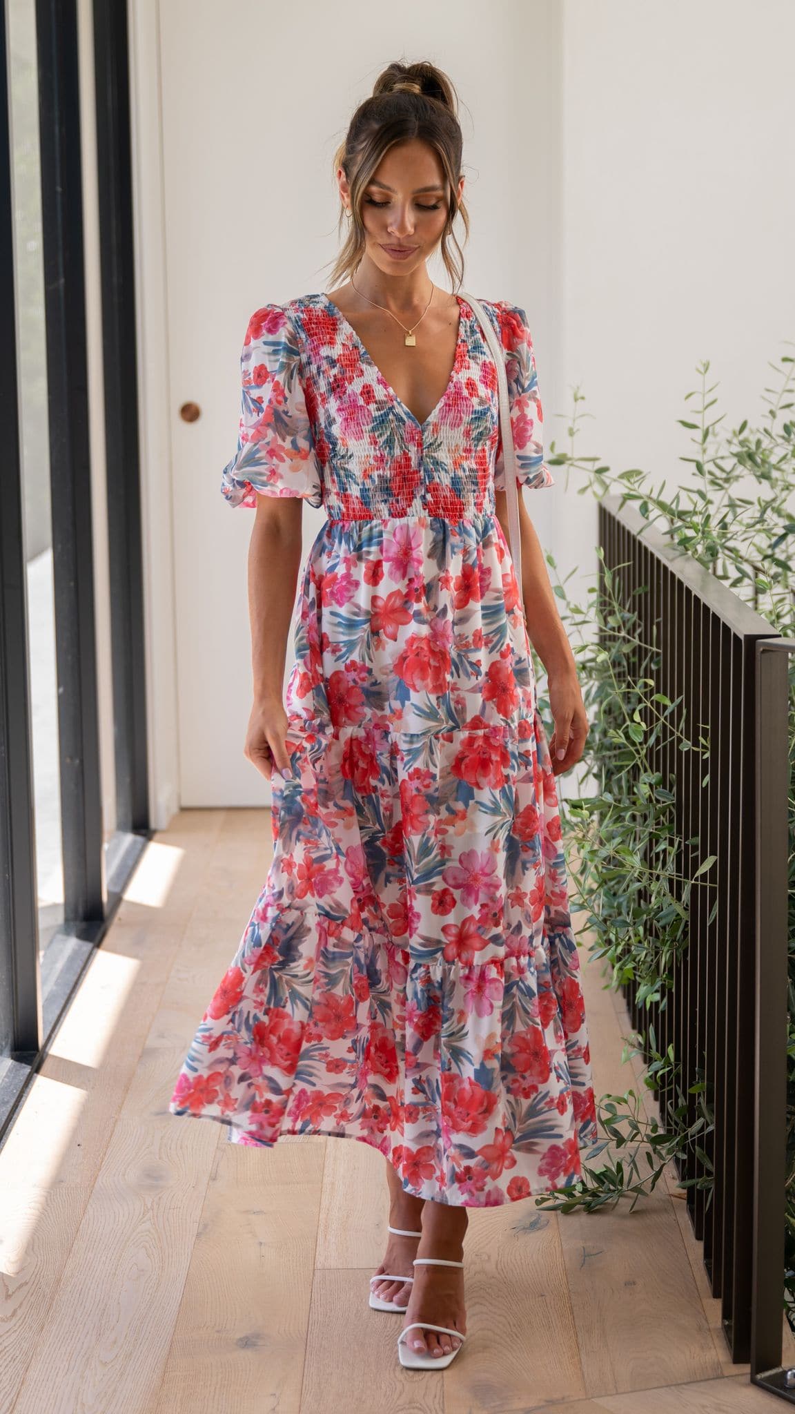 Kikodress - Samilla Maxi Dress - White/Pink Floral