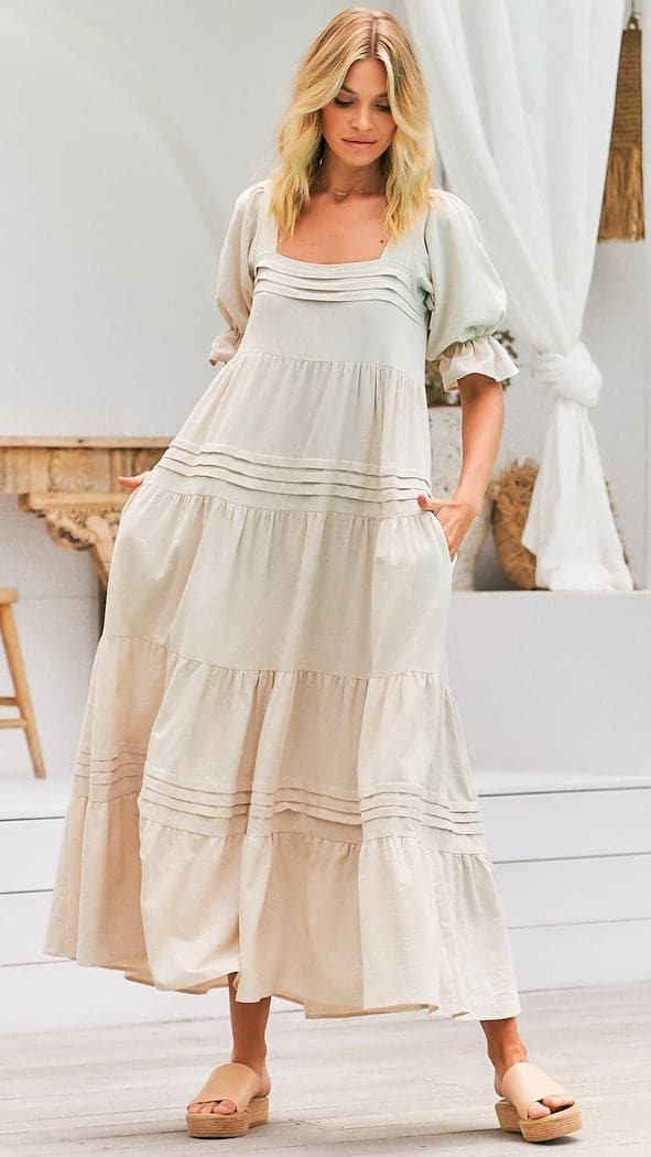 Kikodress - Gesele Maxi Dress - Natural Oakley Print