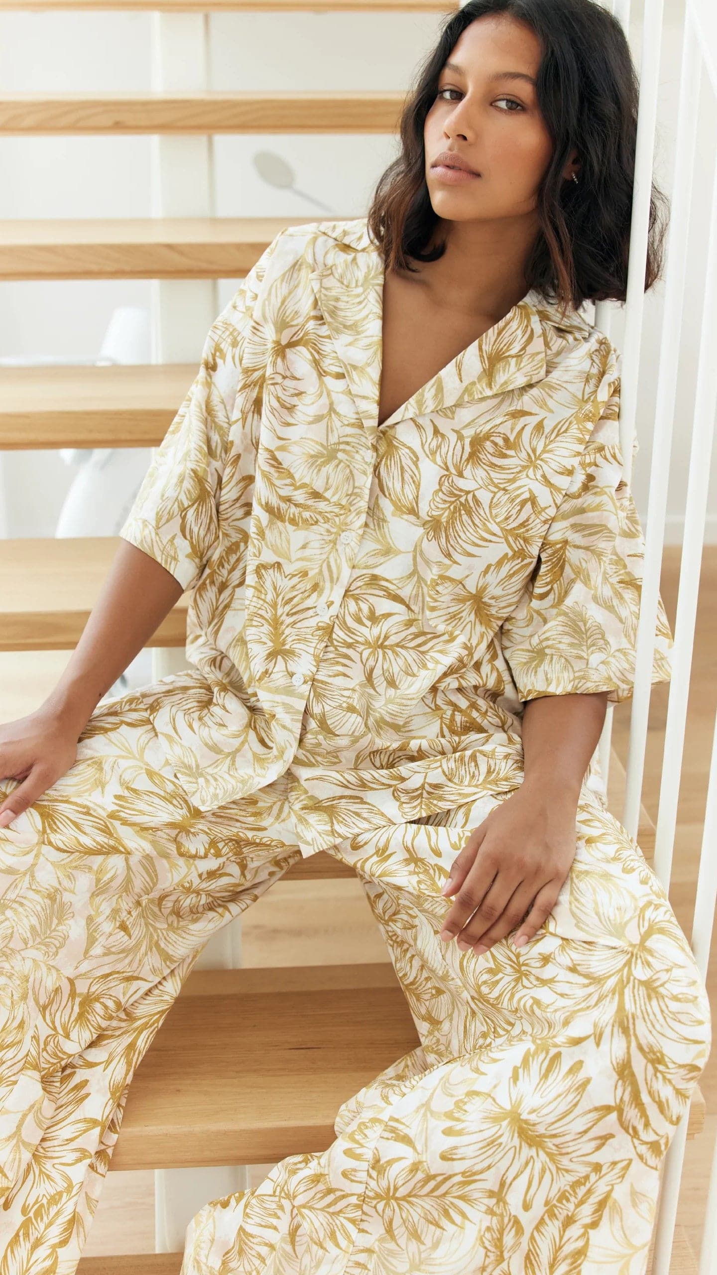 Kikodress - Tijuana Pants - Gold Leaf Print