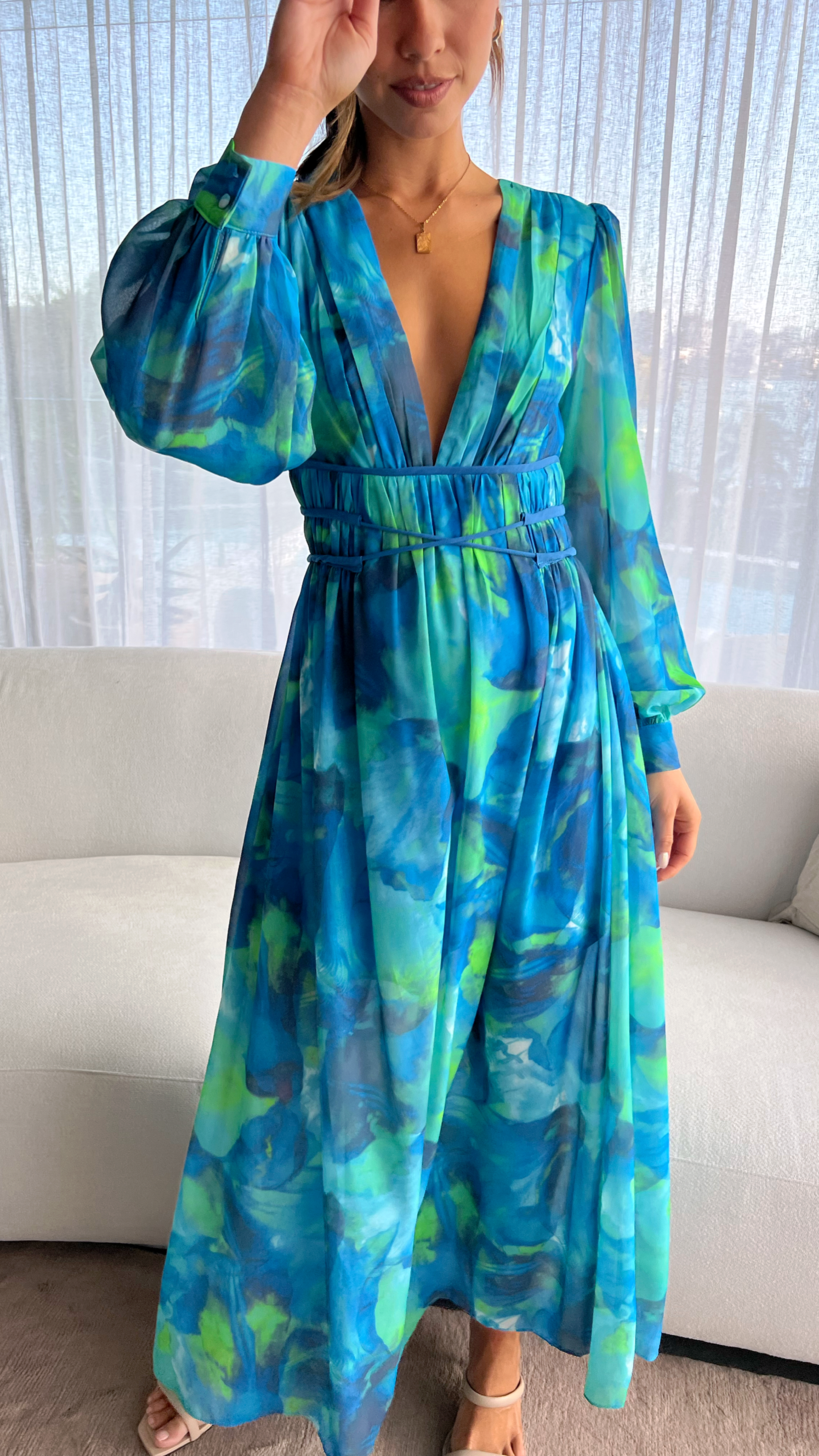 Kikodress - Kayla Maxi Dress - Blue Floral
